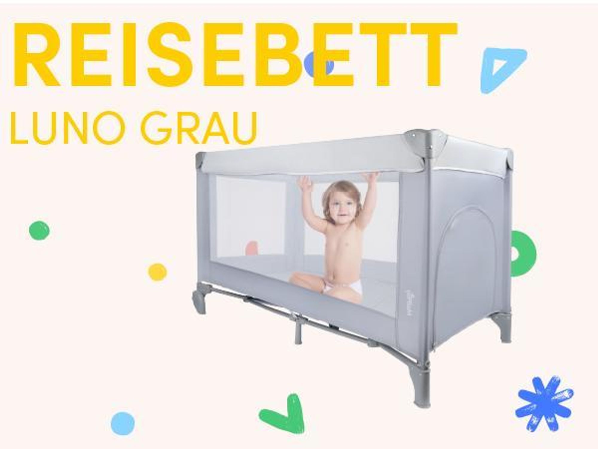 Graue Kinderreisebett klappbar mit Tasche und Rädern  60*120cm