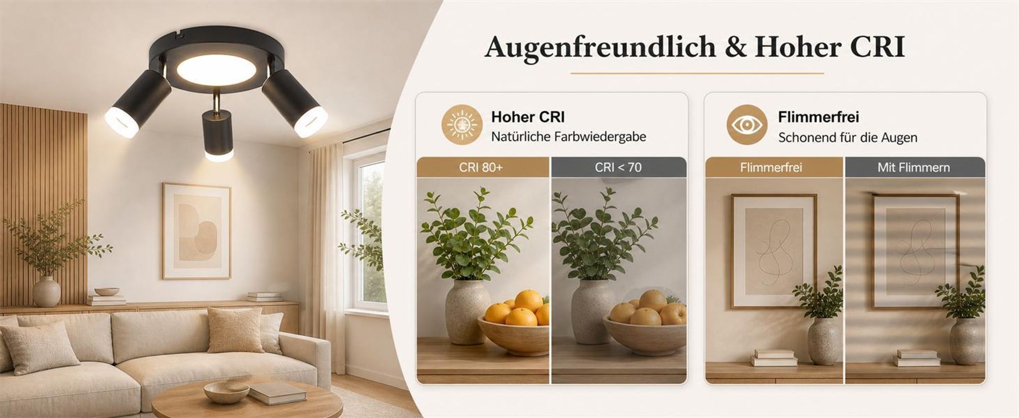 ZMH Deckenleuchte Led Deckenspot 3 Flammig GU10 - Schlafzimmerlampe 3000k Schwarz Küchenlampe 20W Deckenstrahler Schwenkbar Flurlampe Metall für Küche