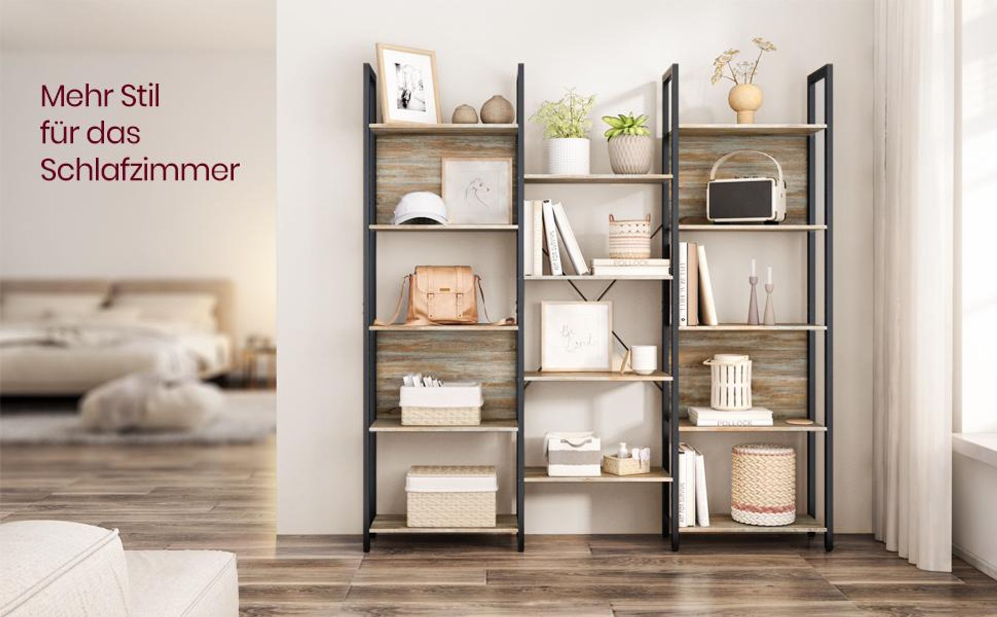 VASAGLE Bücherregal, Standregal 14 Ablagen Regal für Wohnzimmer