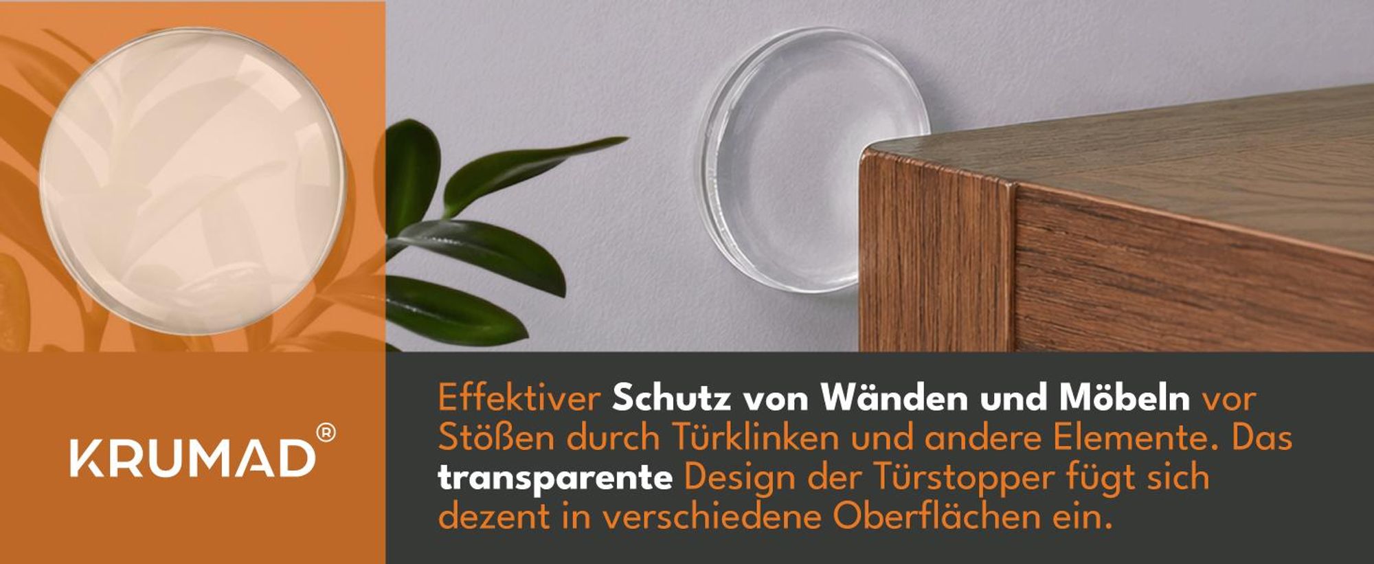 KRUMAD Türstopper Wand Set 10, selbstklebende Türpuffer, Türgriffschutz Wandpuffer, Möbelschutz, 40 mm, PolyurethanMaterial, Weiß