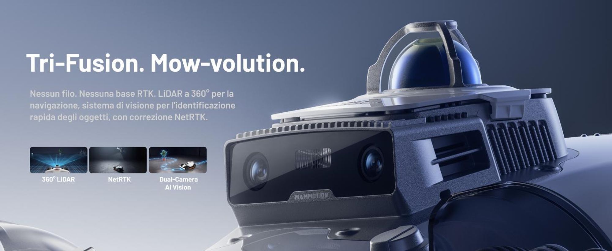 Robot tosaerba Mammotion LUBA 3 AWD 3000 con garage, senza cavo perimetrale, fino a 3000m², trazione integrale, mappatura auto,pendenza 80%, 4G, APP