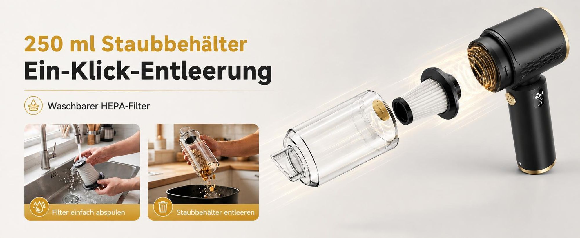 4-In-1 Handstaubsauger, 20000PA Akku-Handstaubsauger, LED kabelloser Autostaubsauger,Staubsauger&Gebläse, Mini Staubsauger für Auto, Zuhause, Haustier