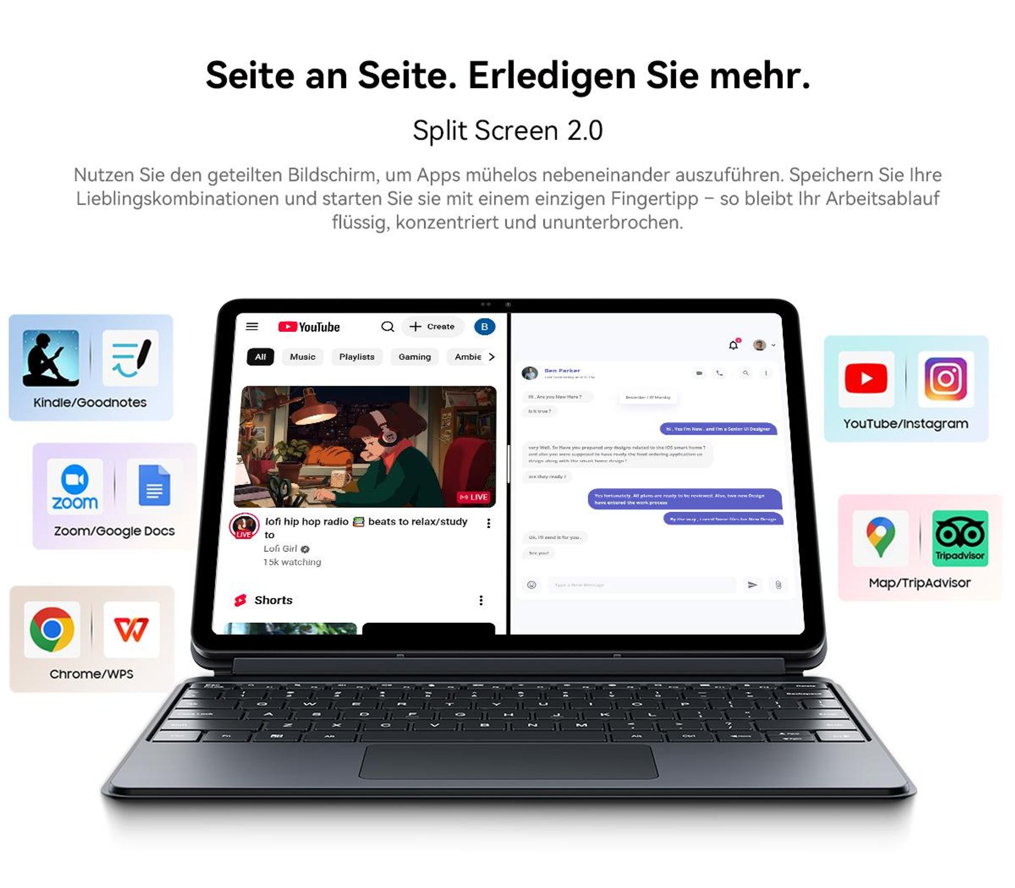 Blackview MEGA 5 Tablet, 12.2"/2,4K/120Hz Display, 1080P HD, 48GB+ 256GB+2TB TF, Dual-SIM 4G, WiFi 6, 10000mAh, mit Tastatur/Maus/Stylus/Hülle