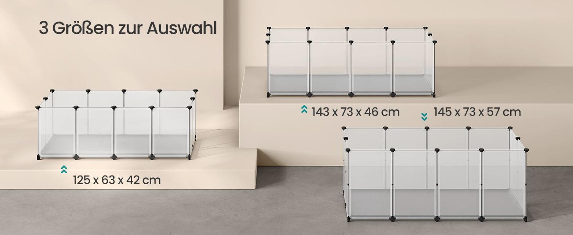 SONGMICS Kleintiergehege mit Bodenplatten, Gehege mit wasserfester Unterlage