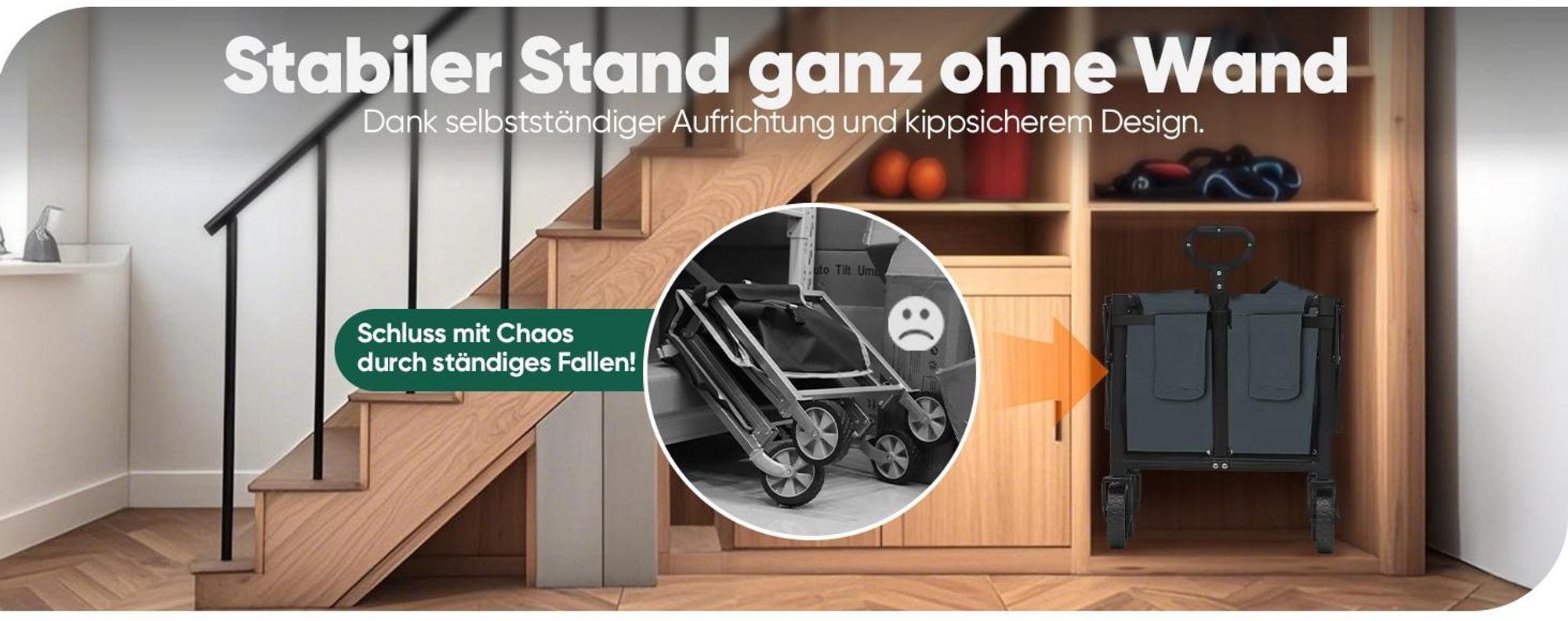 Sekey Bollerwagen, Faltbarer Handwagen 4 Räder, 80KG / 60L, Grau