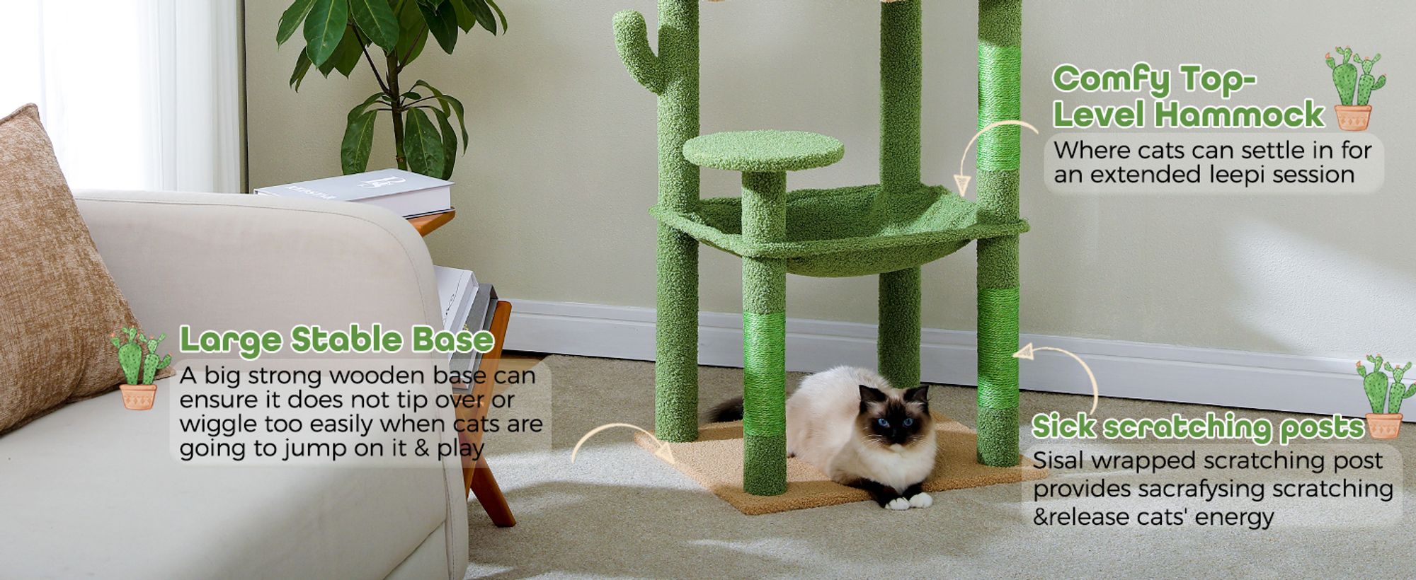 Purpurra Katzenbaum für große Katzen mit Metall Plüsch Hängematte 116cm/ 143 cm