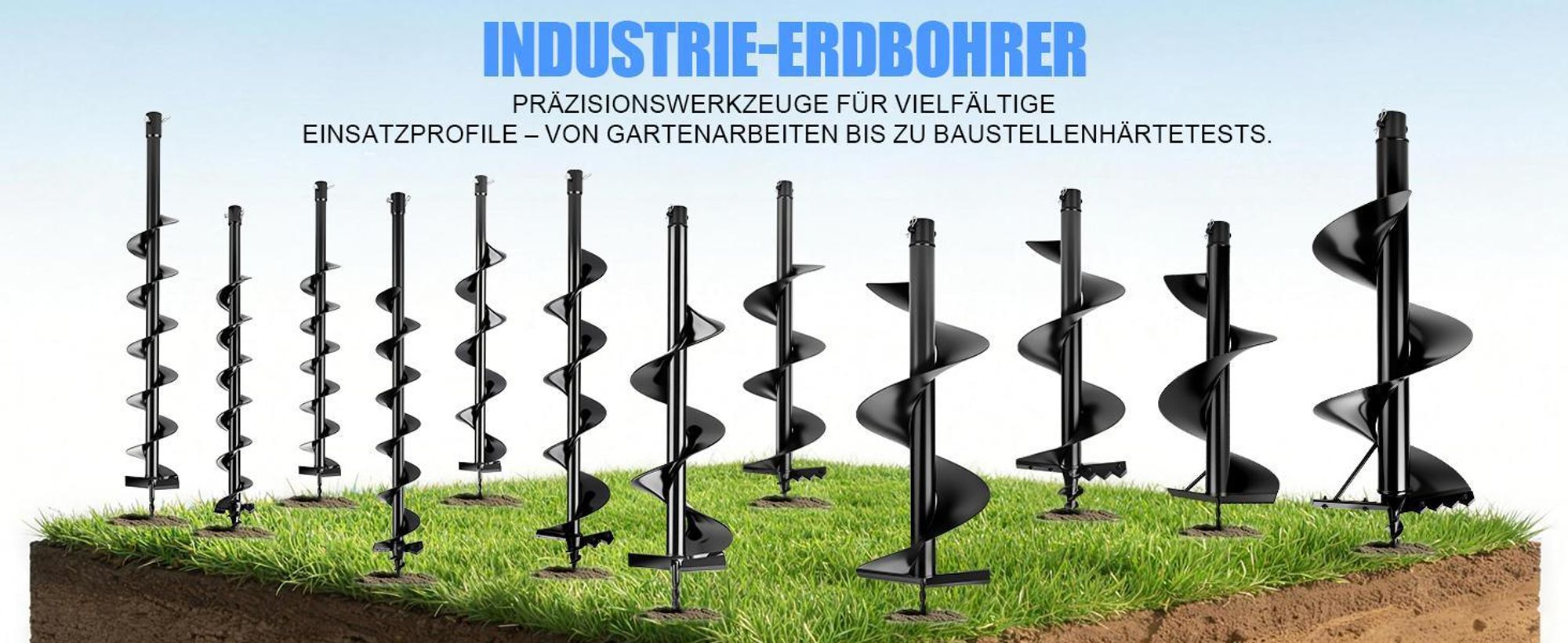 L800mm Ø200mm Erdbohrer mit SDS Plus Adapter für Bohrmaschine Brunnenbohrer Erdlochbohrer Baumpflanzung für Pfahlbohrer Aushubarbeiten Zaunbau Garten