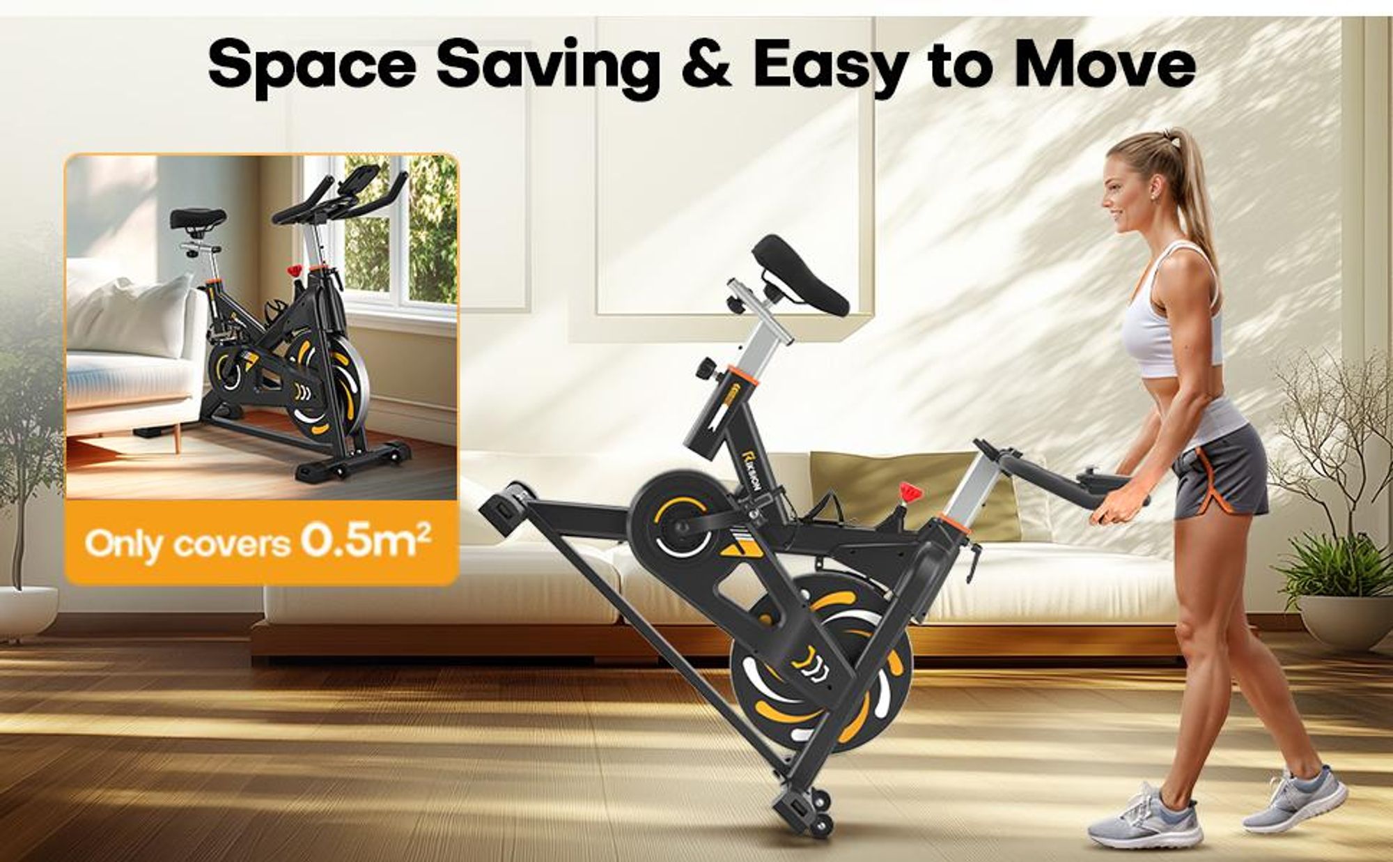 Ultraleises Heimtrainer-Fahrrad mit mehrstufig verstellbarem Magnetwiderstand, LCD-Display und einer Belastbarkeit von bis zu 160 kg