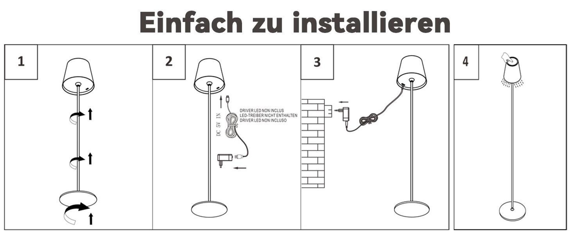ZMH Stehlampe Wohnzimmer LED Dimmbar Stehleuchte Schwarz Standleuchte Modern USB Akku Stehlampe Lampe mit 3 Farbtemperaturen für Schlafzimmer Arbeitszimmer und Büro 125 cm