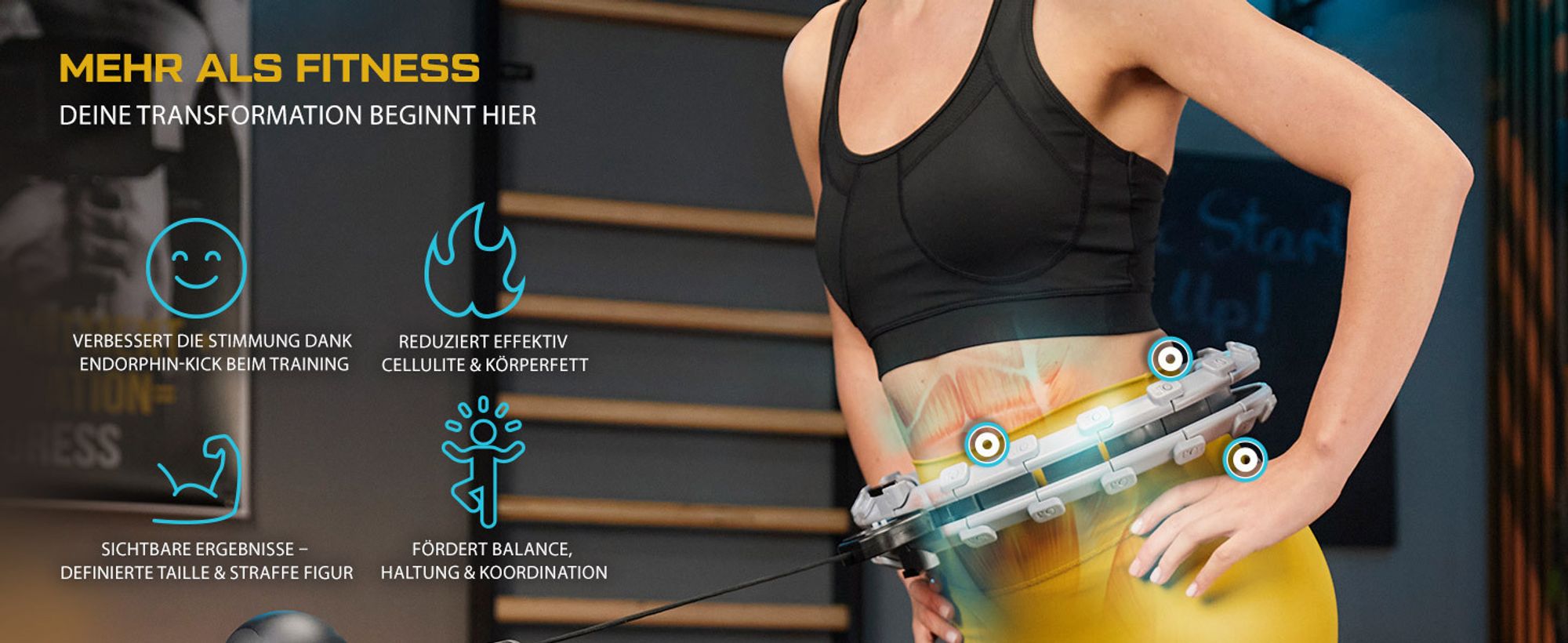 TREX SPORT Smart Hula Hoop Reifen mit Zähler TX-020CHH | Fitnessreifen mit LCD Display, 400g Gewicht, 24 Segmente, 360° Massage mit Noppen | Grau