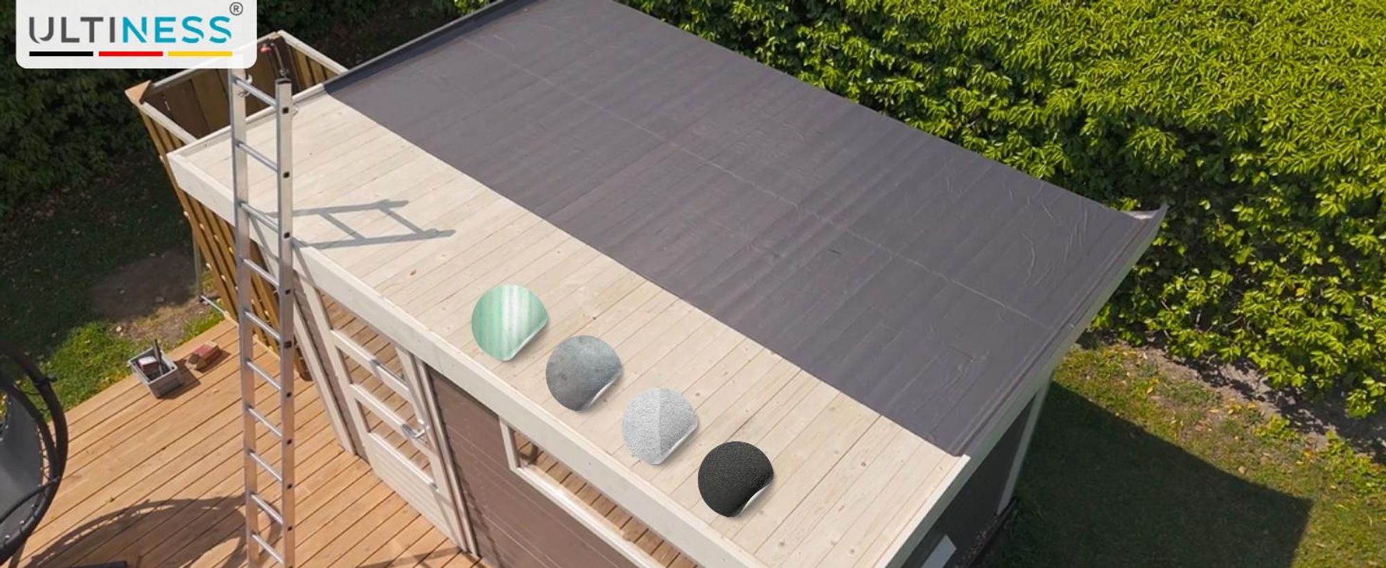 Ultiness Selbstklebende Alu Dachfolie – Dachpappe wetterfest, UV-beständig, Ideal für alle Dächer, 5x1m - Silbergrau 31931-08