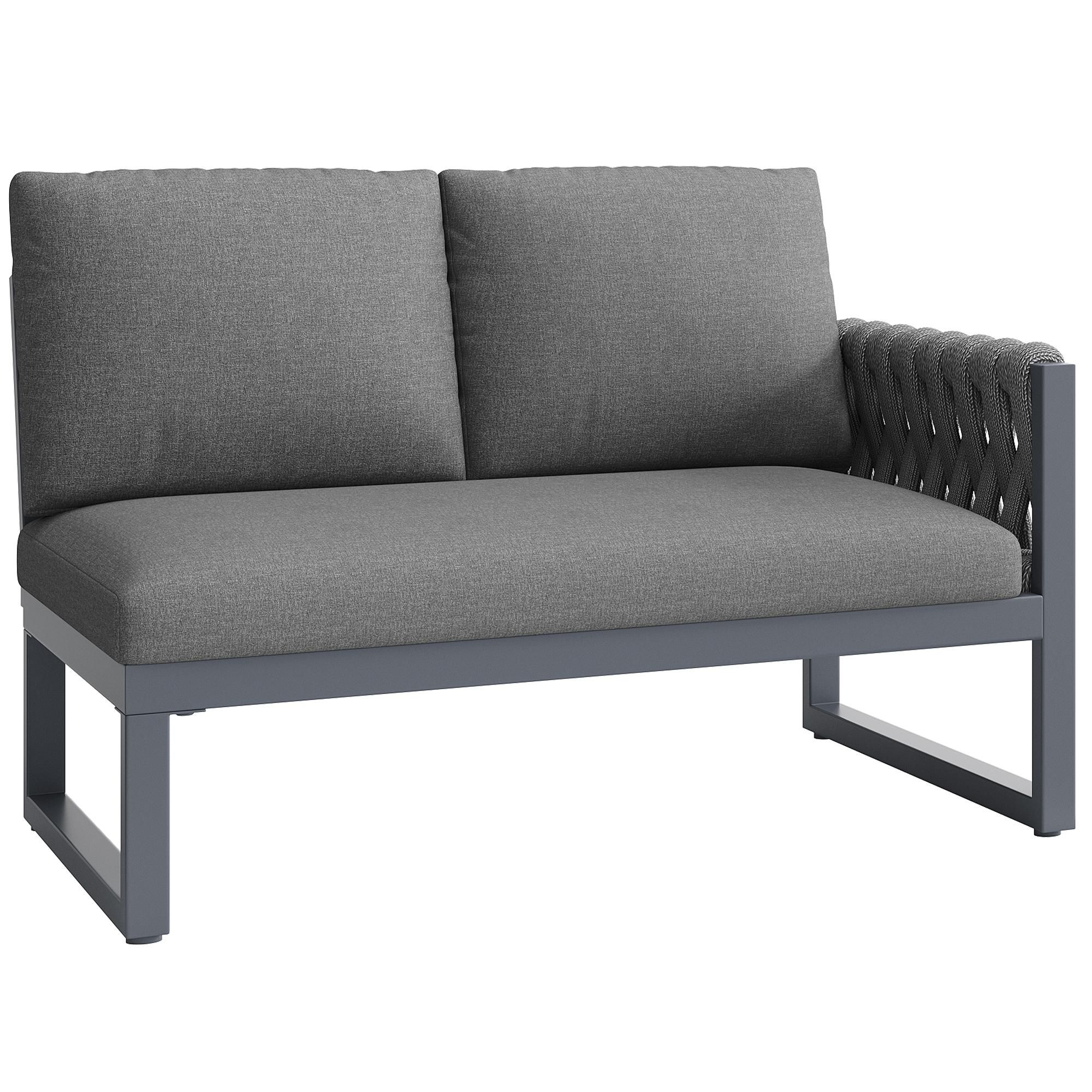 Flieks Gartenlounge-Set 5 teilig, Gartenmöbel-Set mit 2 Couchtischen, Terassenmöbel Balkonmöbel mit Kissen für 5-6 Personen, Sofagarnitur Grau