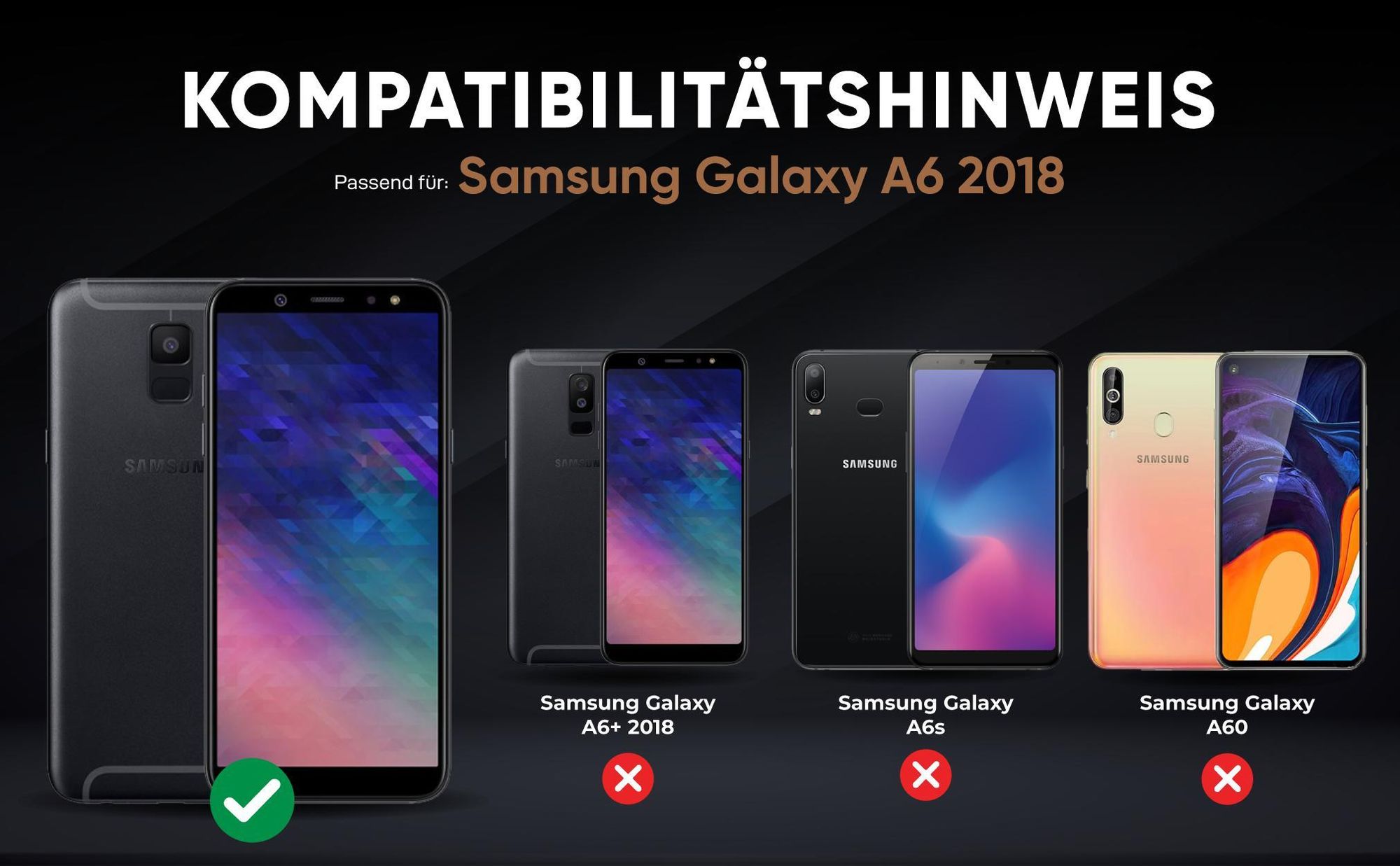 Kompatibilitätshinweise Hülle für Samsung Galaxy A6 (2018)