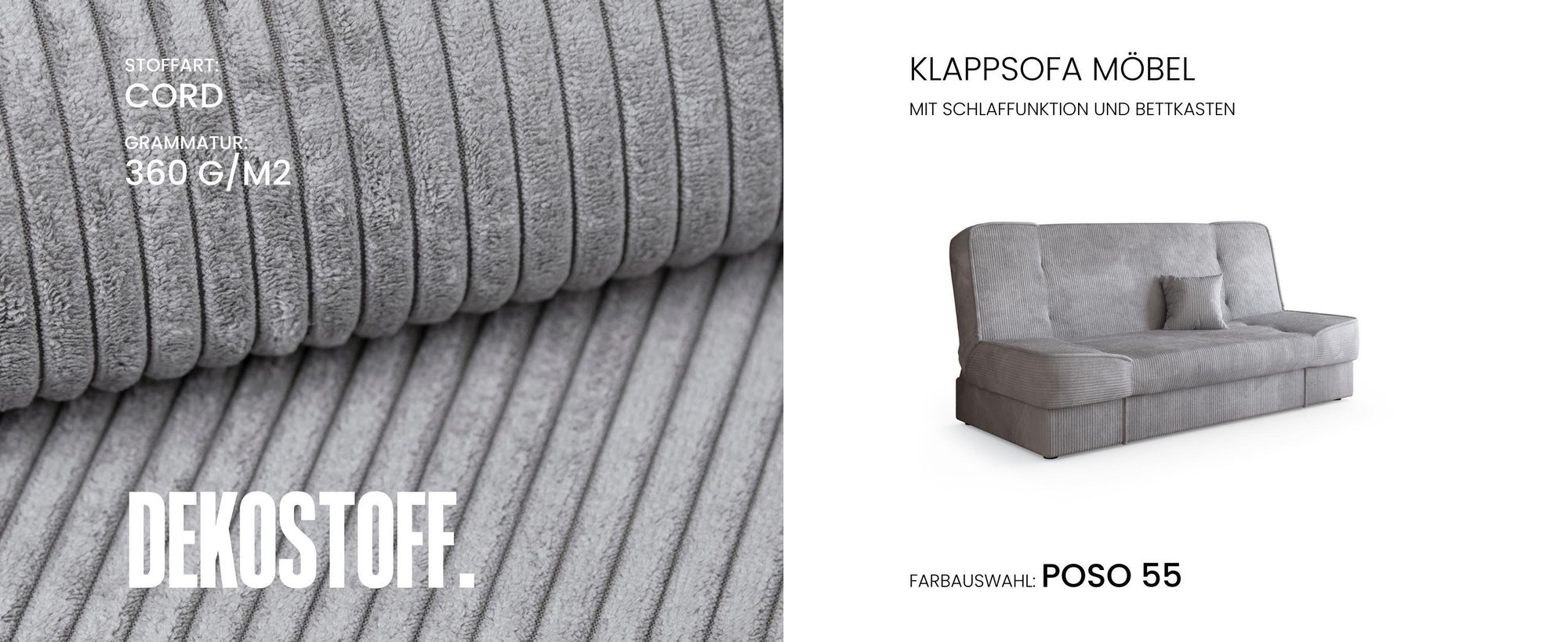 BroMARKT Sofa mit Schlaffunktion TOLIA Schlafsofa mit Bettkasten Klappsofa Couch 190x115 cm Beige Cordstoff