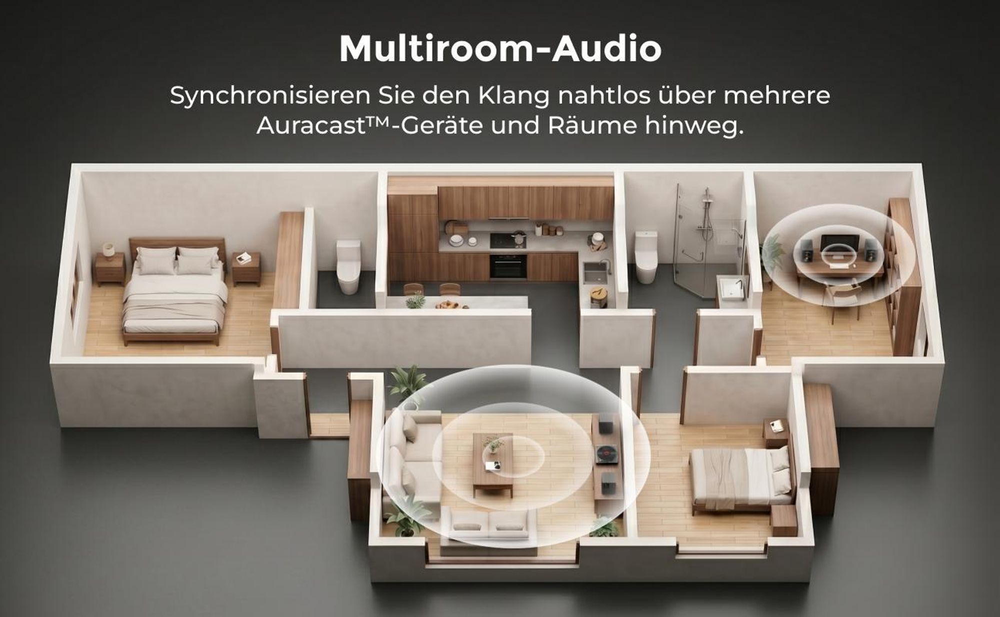 ULTIMEA BS-3 Aktivlautsprecher 3-Wege Regallautsprecher mit 5,25" Tieftöner, Bluetooth 6.0, HDMI ARC/Optisch/USB, Auracast, App-Steuerung, 70W RMS