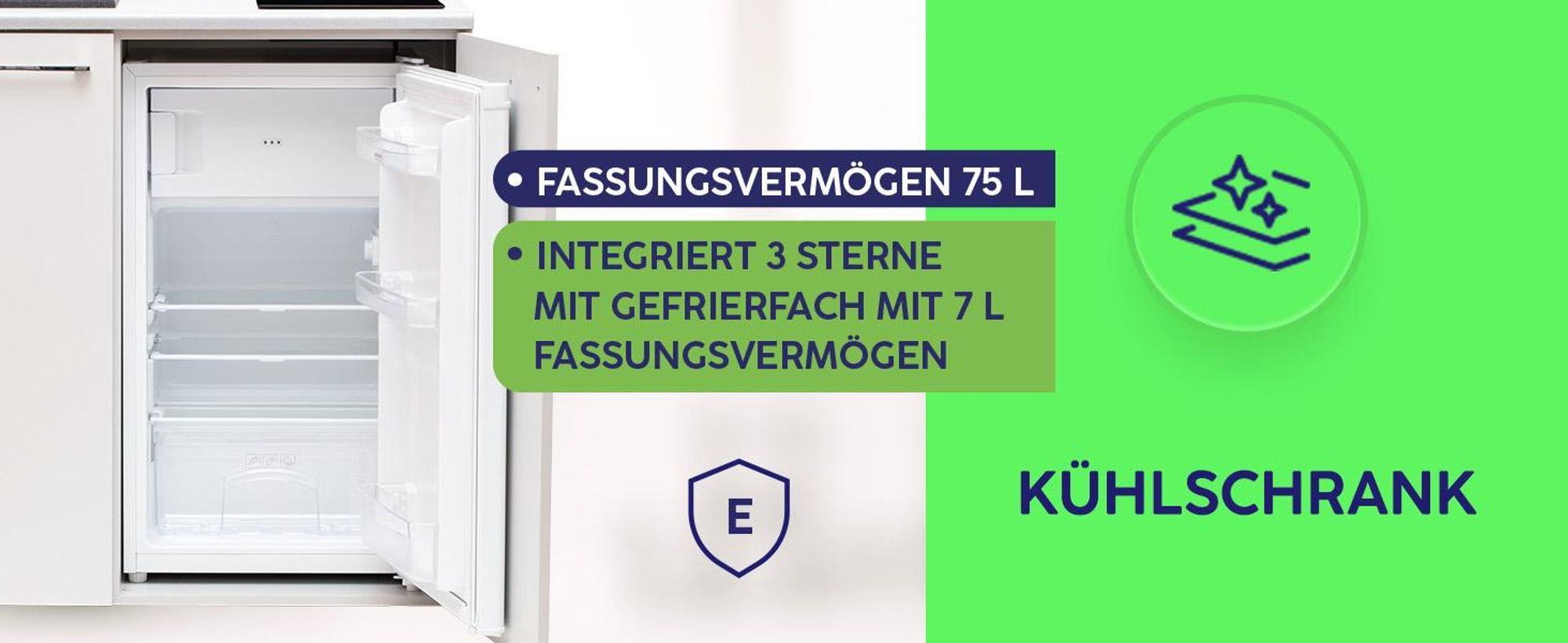 Miniküche, freistehende Küche, Induktionskochfeld, Granitspüle, Kühlschrank, Kochnische MPM SMK-02