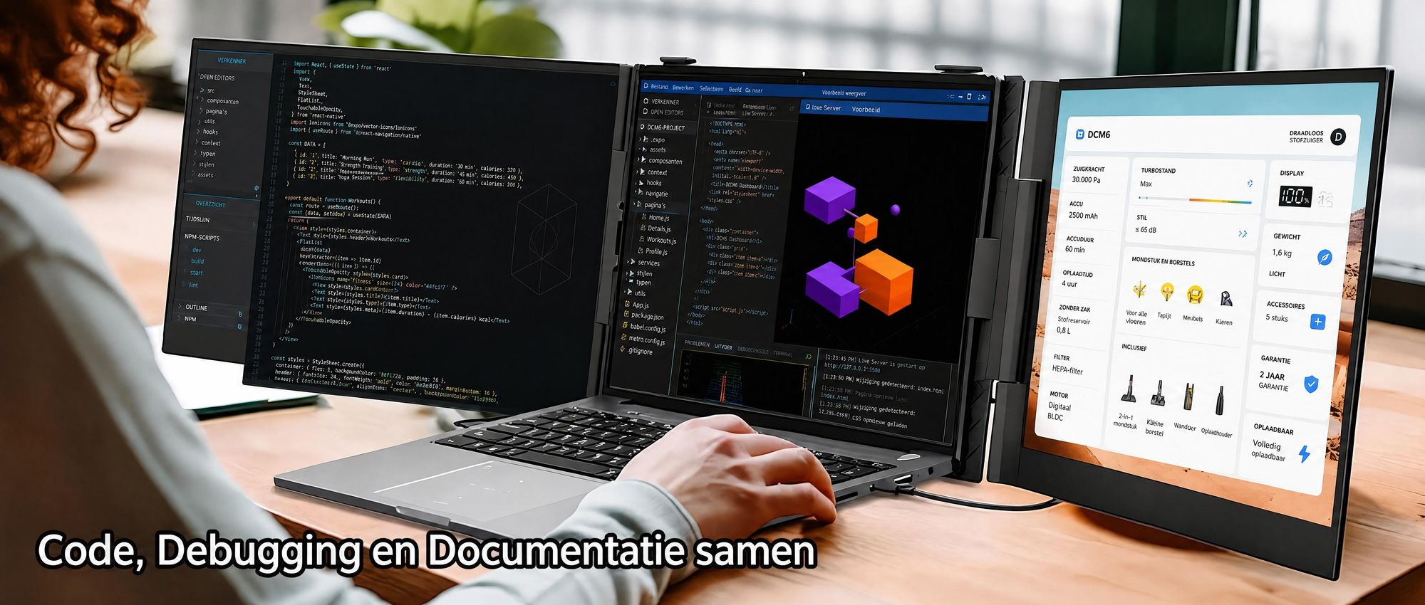 Blackview Draagbaar Scherm DCM6, 14 inch, Dubbel scherm laptopmonitor, ultradun, FHD, geschikt voor laptops van 13,3" tot 17,3", 180° draaibaar, compatibel met Windows/Mac/Android