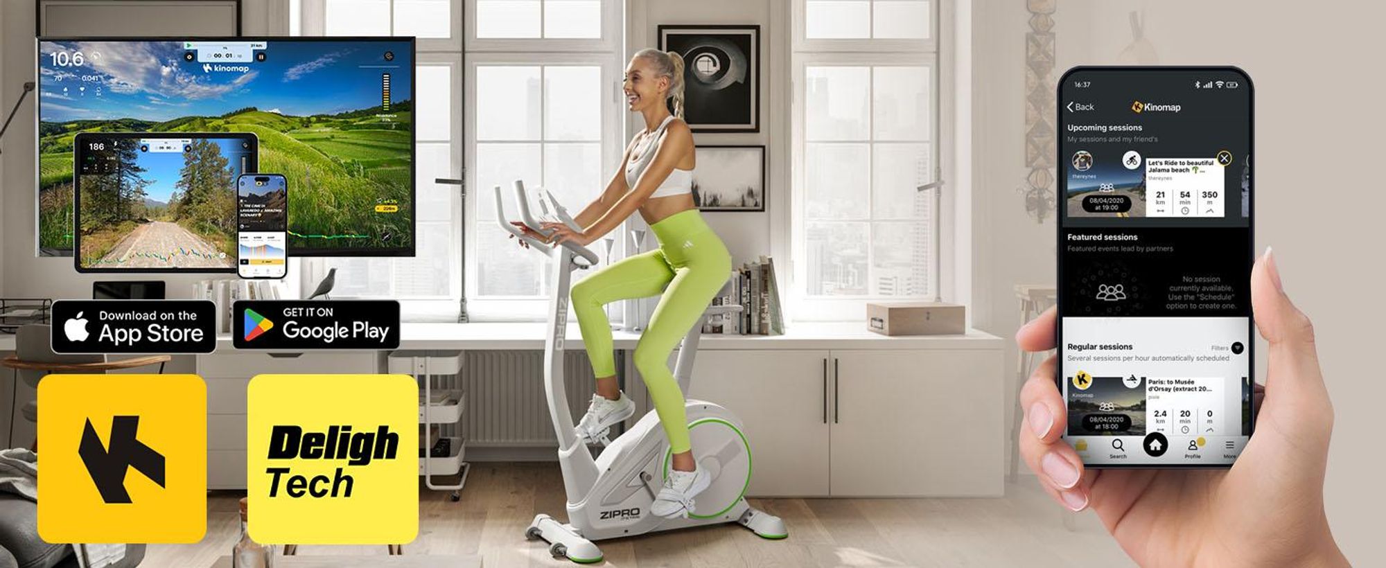 Zipro Ergometer Bicicletta Rave White – Cyclette elettromagnetica in bianco Controllo tramite app Zwift Angolo del manubrio e sella regolabili Programma Watt