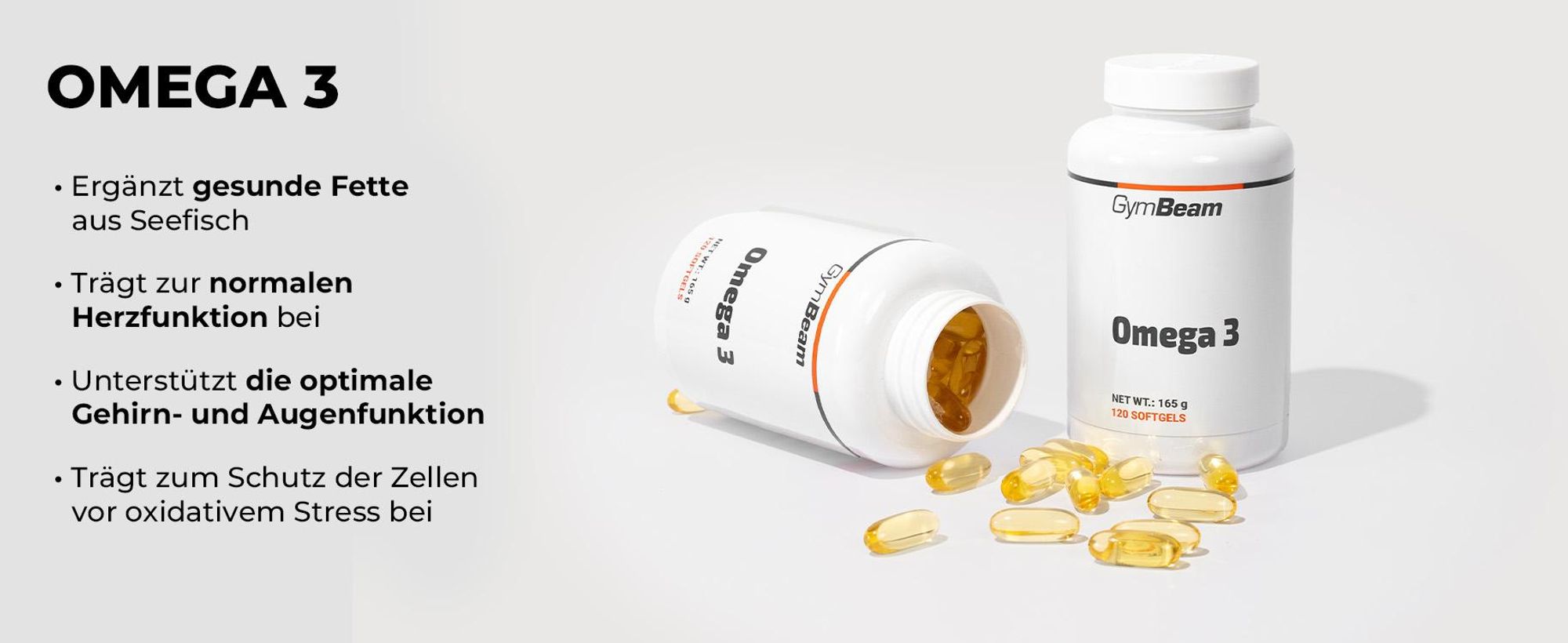 GymBeam - Omega 3 Fischöl-Kapseln, hoher Gehalt an EPA und DHA, 60 Kapseln