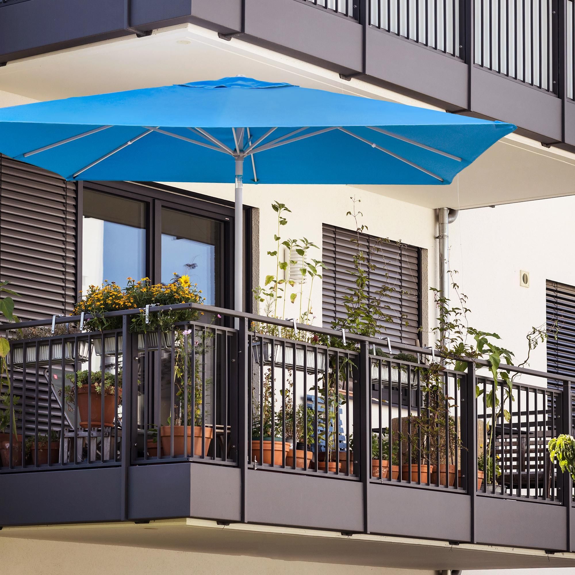 Sonnenschirm 3,5m rund creme Garten Balkon knickbar mit Kurbel UV-Schutz Gestell anthrazit paramondo interpara