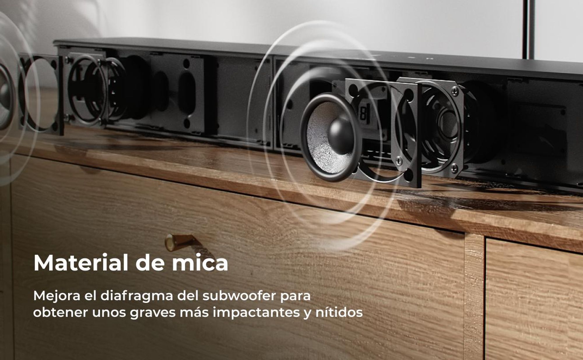 Barra de sonido ULTIMEA de 2.1 canales con subwoofer inalámbrico, 240 W de potencia máxima, tecnología VoiceMX y BassMX, control mediante aplicación, HDMI, Bluetooth® 6.0, modelo Poseidon R3T