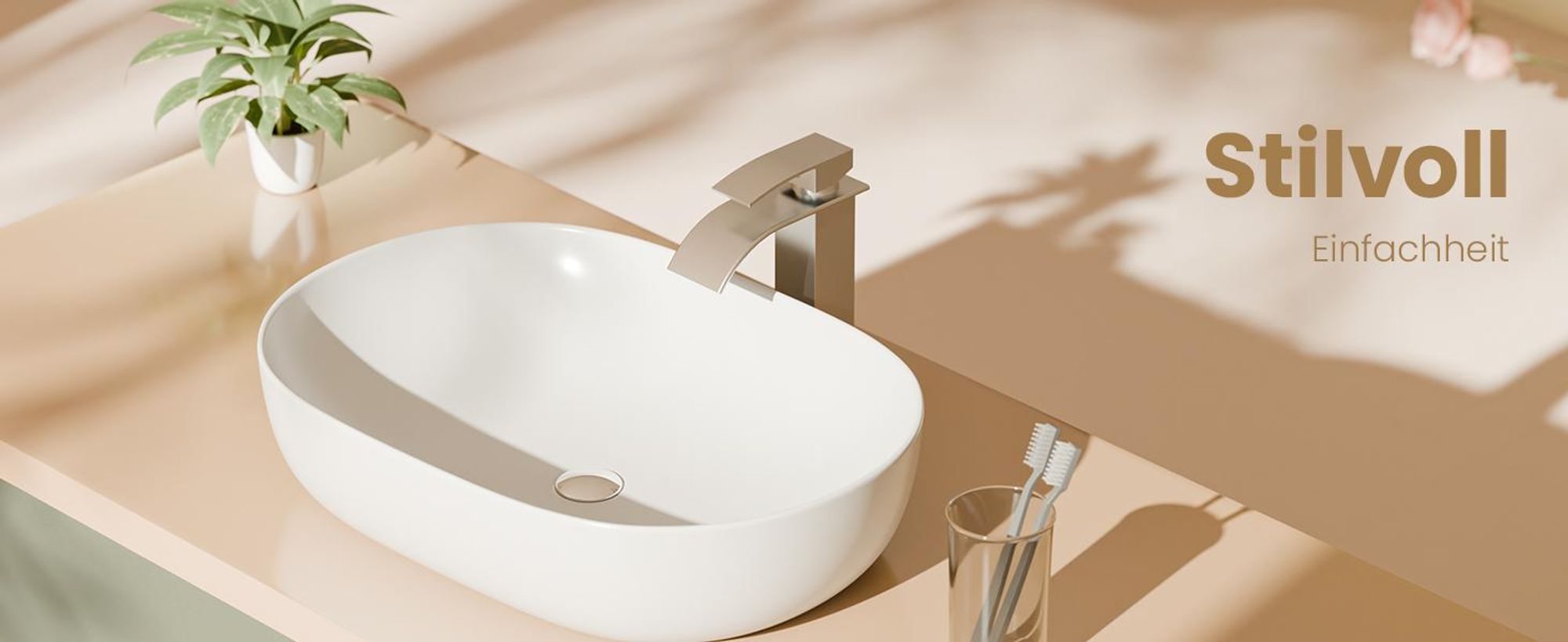 EMKE Keramik Waschtisch–Ovales Aufsatzwaschbecken Weiß ohne Armaturbohrung 60 x 41.5 x 13.5 cm