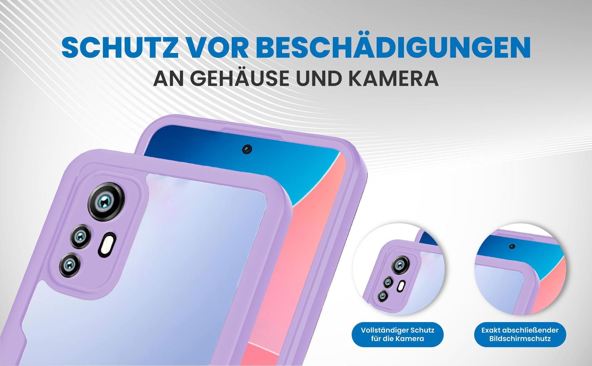 Violette 360 Grad Handyhülle für Xiaomi 12 / 12X Front und Backcover