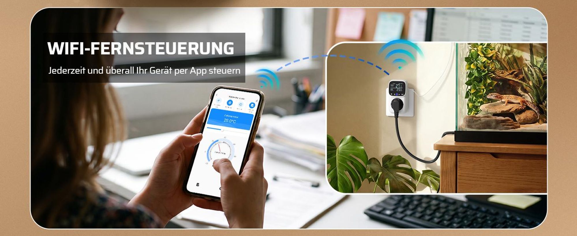 DEWENWILS Smart Thermostat Steckdose, WiFi Temperaturregler mit Fühler 230V, App Steuerung, LCD-Display, 6 Betriebsmodi mit Heizen/Kühlen/Timer