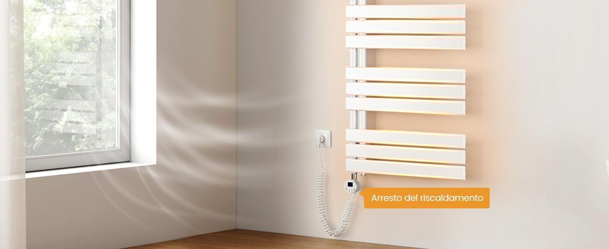 EMKE Radiatore elettrico da bagno con controllo tramite app Wi-Fi Termostato Scaldasalviette 1320X600 mm Bianco Portasciugamani 800 W Asciugamani elettrico