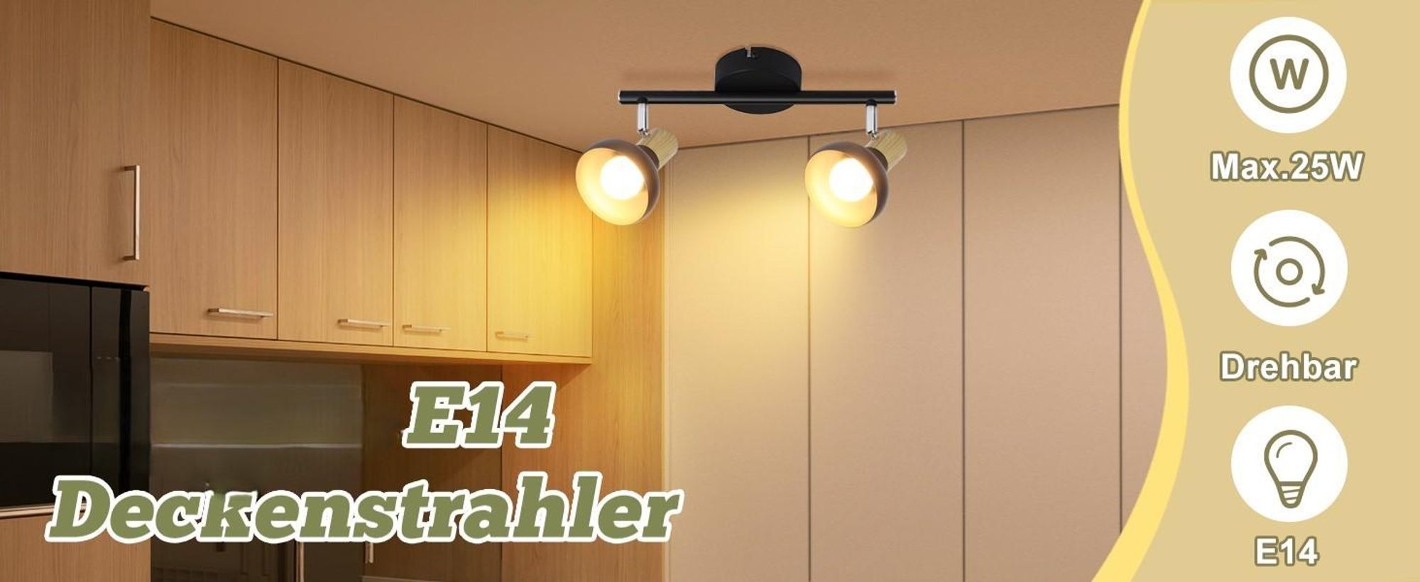 ZMH faretto da soffitto 2 fiamme plafoniera vintage corridoio soffitto nero spot industriale faretto interno E14 metallo 350° spot orientabili per camera da letto soggiorno (senza lampadina)