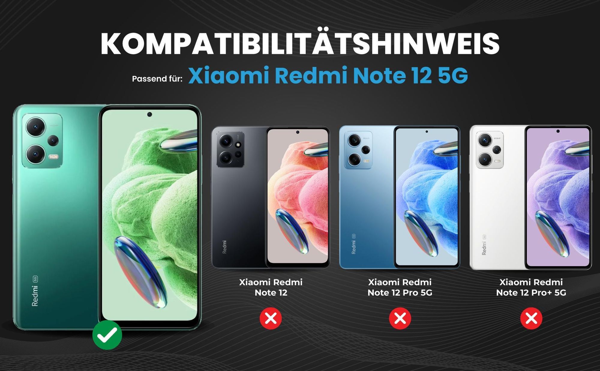 Kompatibilitätshinweise Hülle für Xiaomi Redmi Note 12 5G