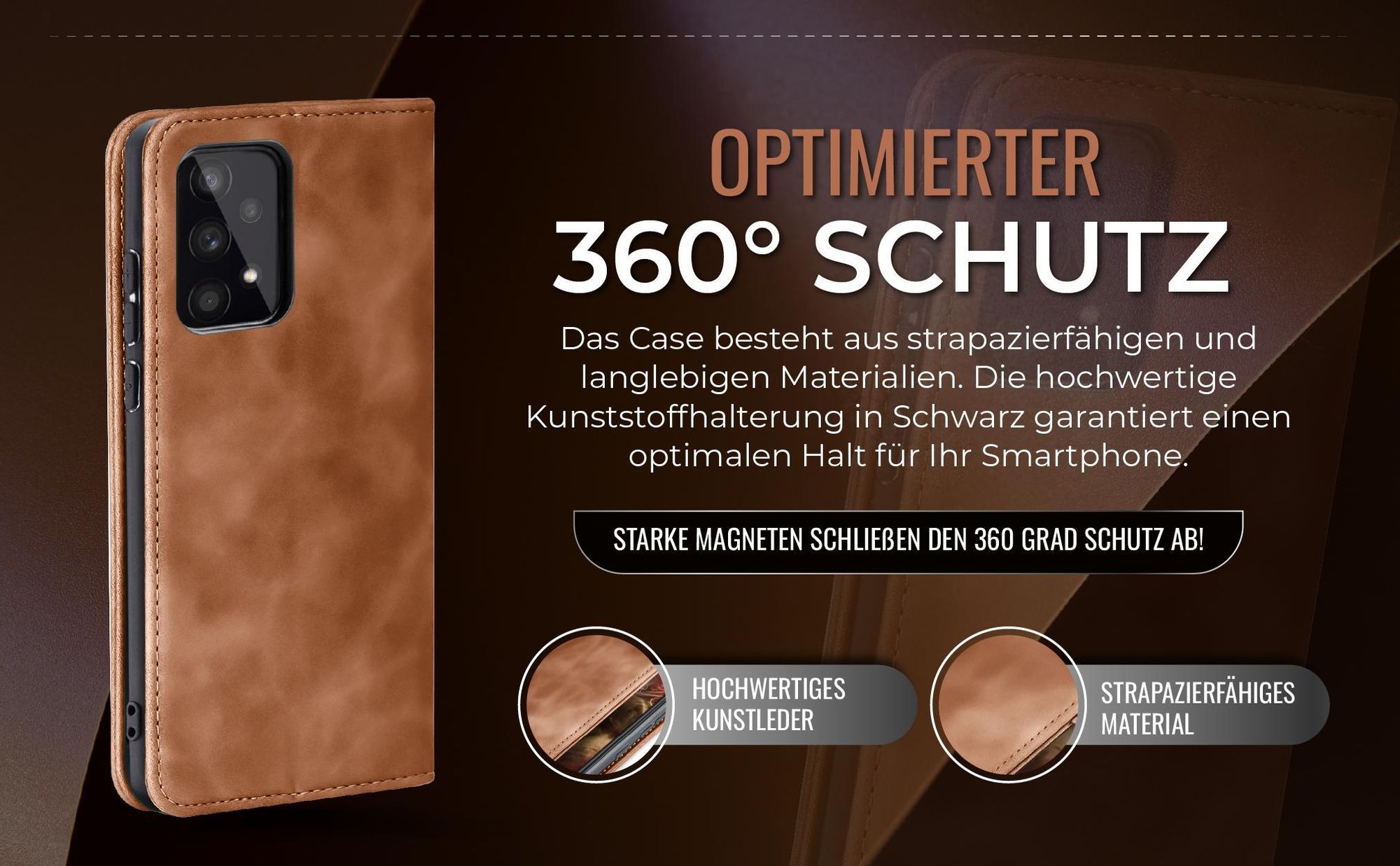 Hellbraune Handyhülle für Samsung Galaxy A33 5G mit 360 Grad Schutz