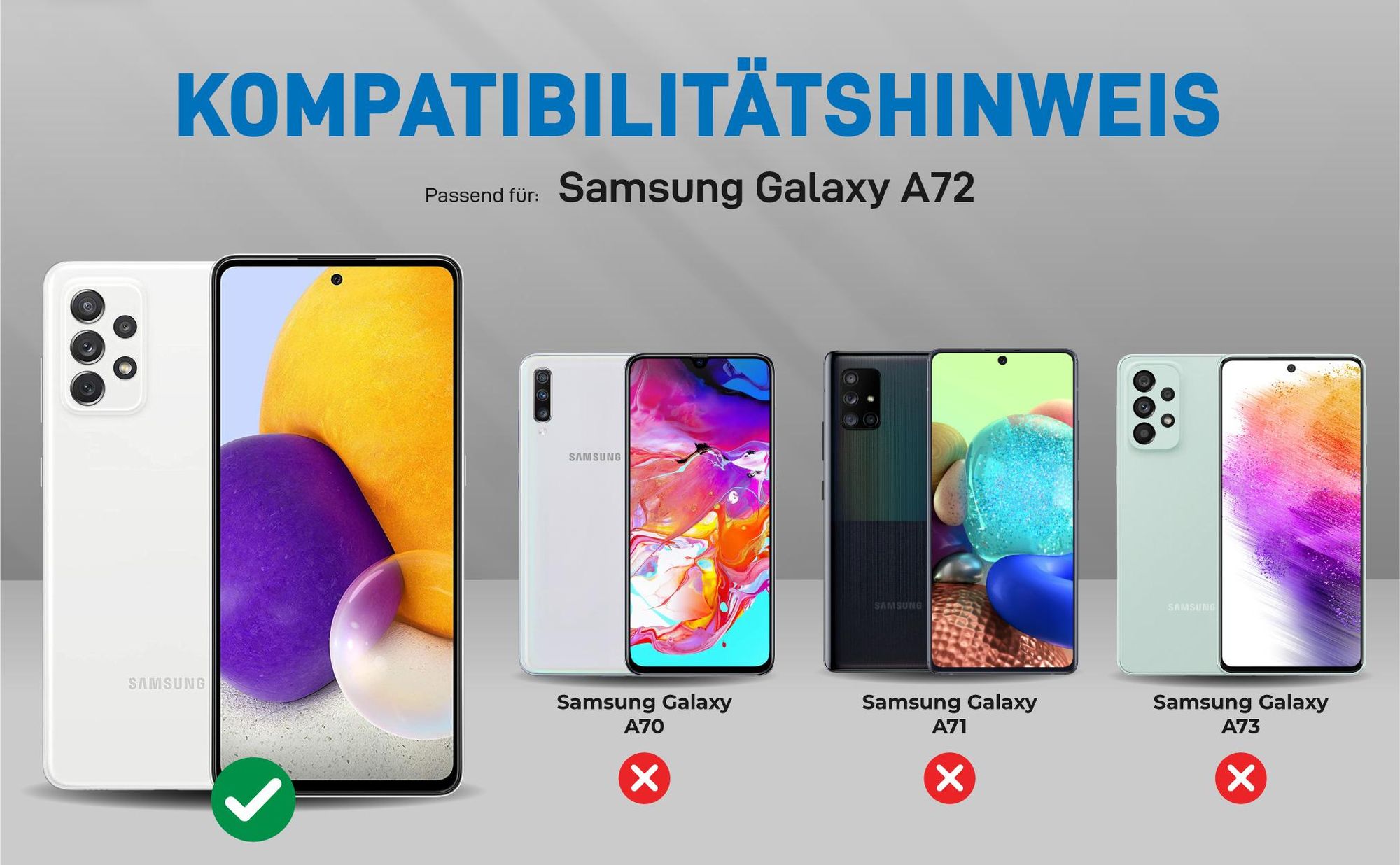Kompatibilitätshinweise Hülle für Samsung Galaxy A72