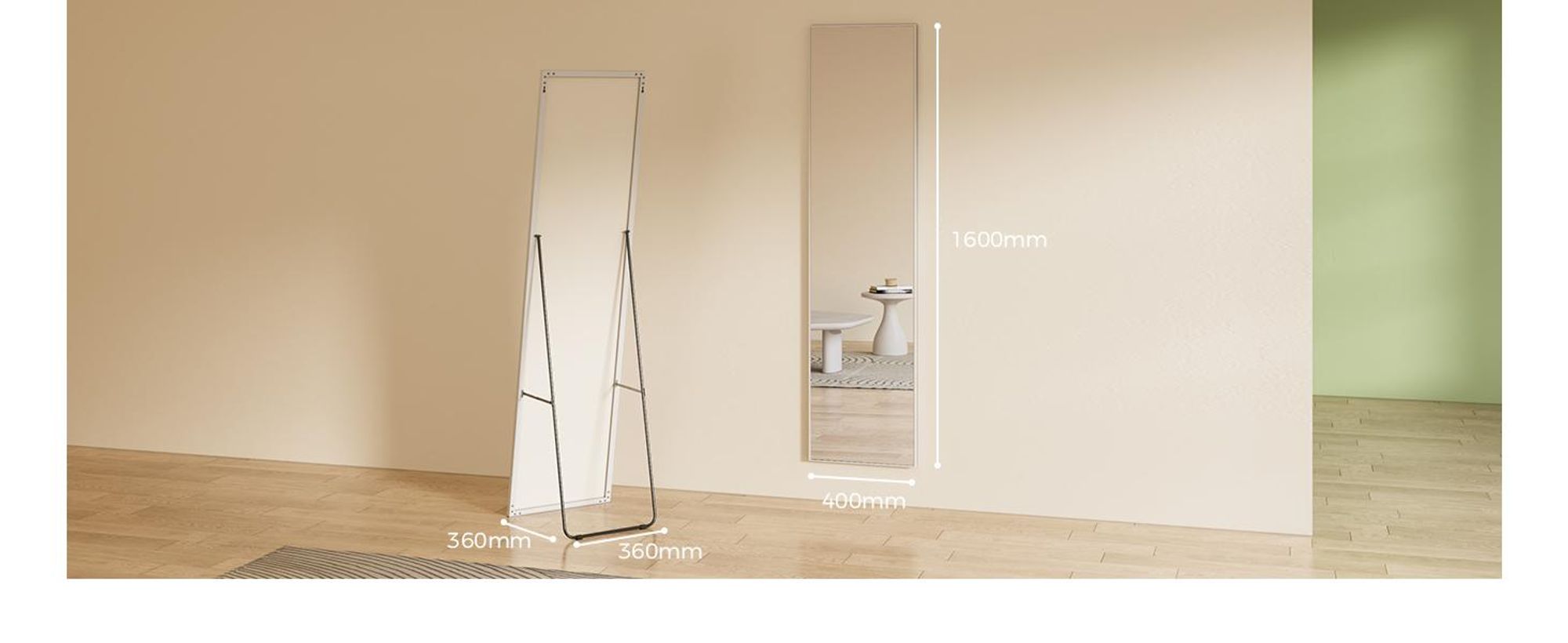 S'AFIELINA Specchio a figura intera Specchio a stelo 160 x 40 cm Cornice in metallo argento Cornice HD Grande specchio a stelo per spogliatoio/camera da letto/soggiorno