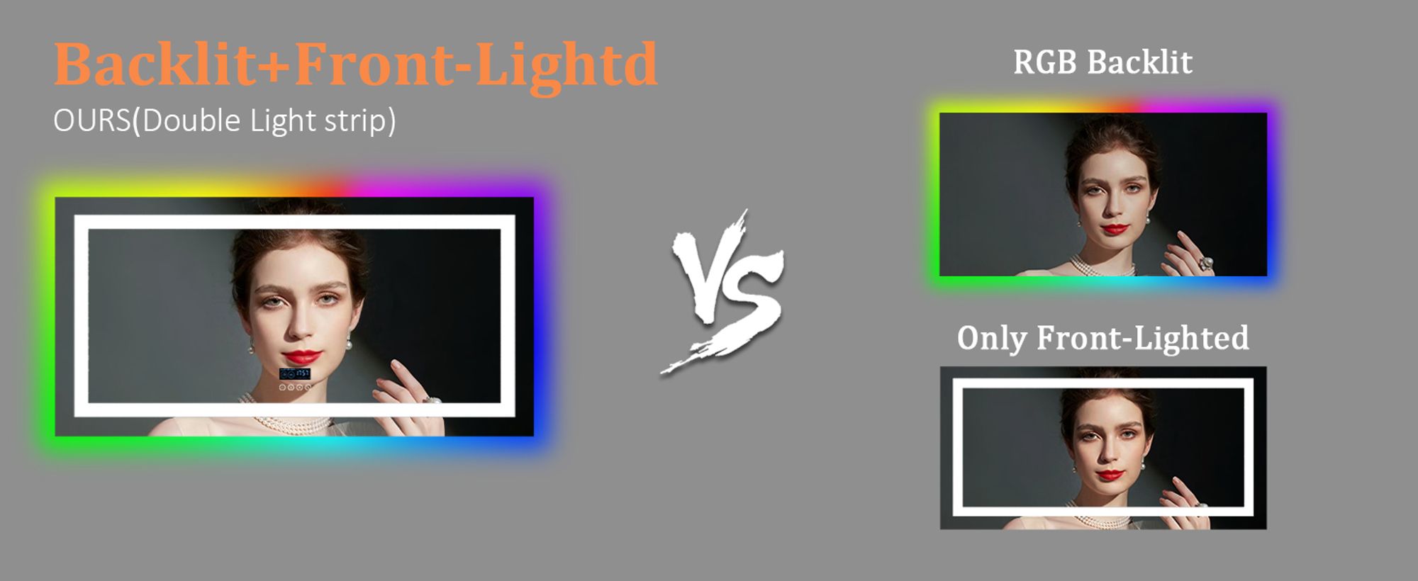 WISFOR LED Badspiegel mit Bluetooth Lautsprecher, 120×60cm RGB Wandspiegel Badezimmerspiegel mit Beleuchtung dimmbar Beschlagfrei Touchschalter