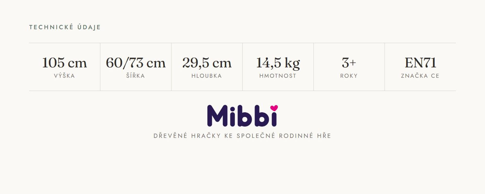 Technické údaje: 105 x 60/73 x 29,5 cm, 14,5 kg, od 3 let, EN71 a
