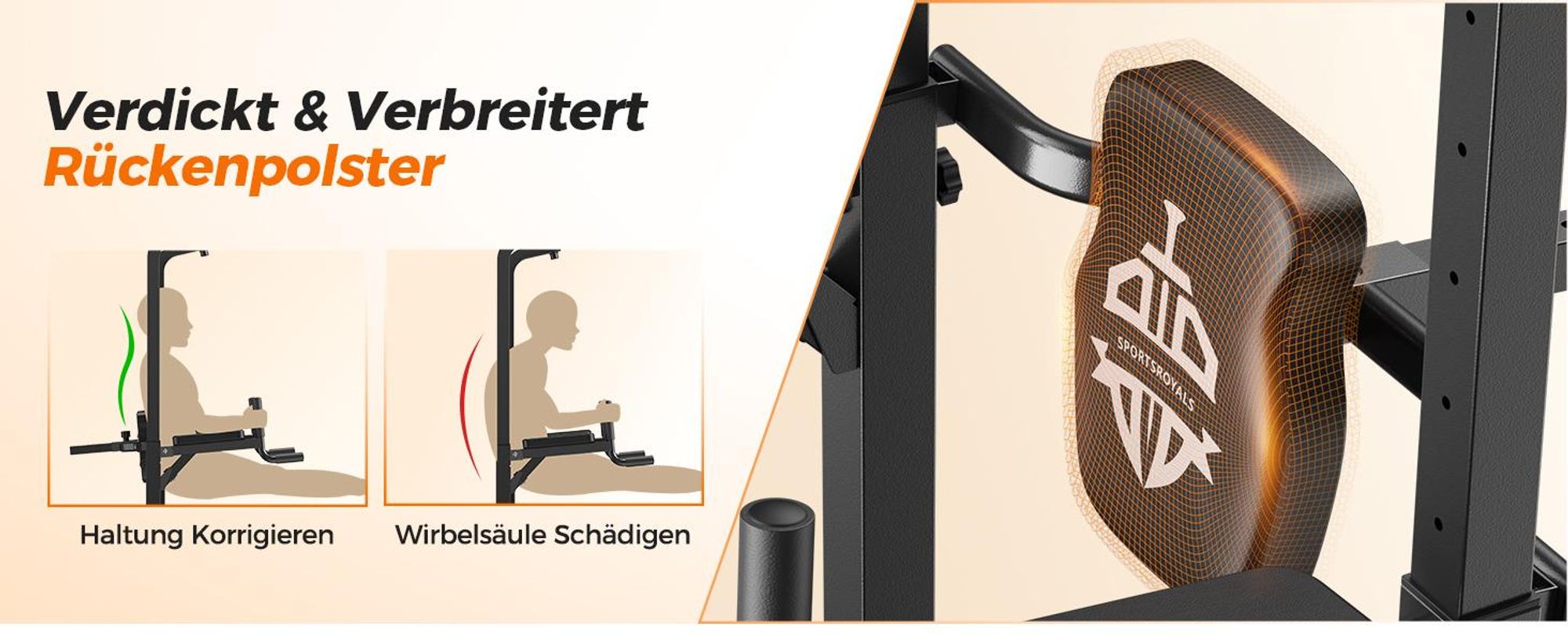 Sportsroyals Power Tower, Dip-Station, Klimmzugstange für das Krafttrainingsgerät im Heim-Fitnessstudio, 204 kg  126x35.5x15cm