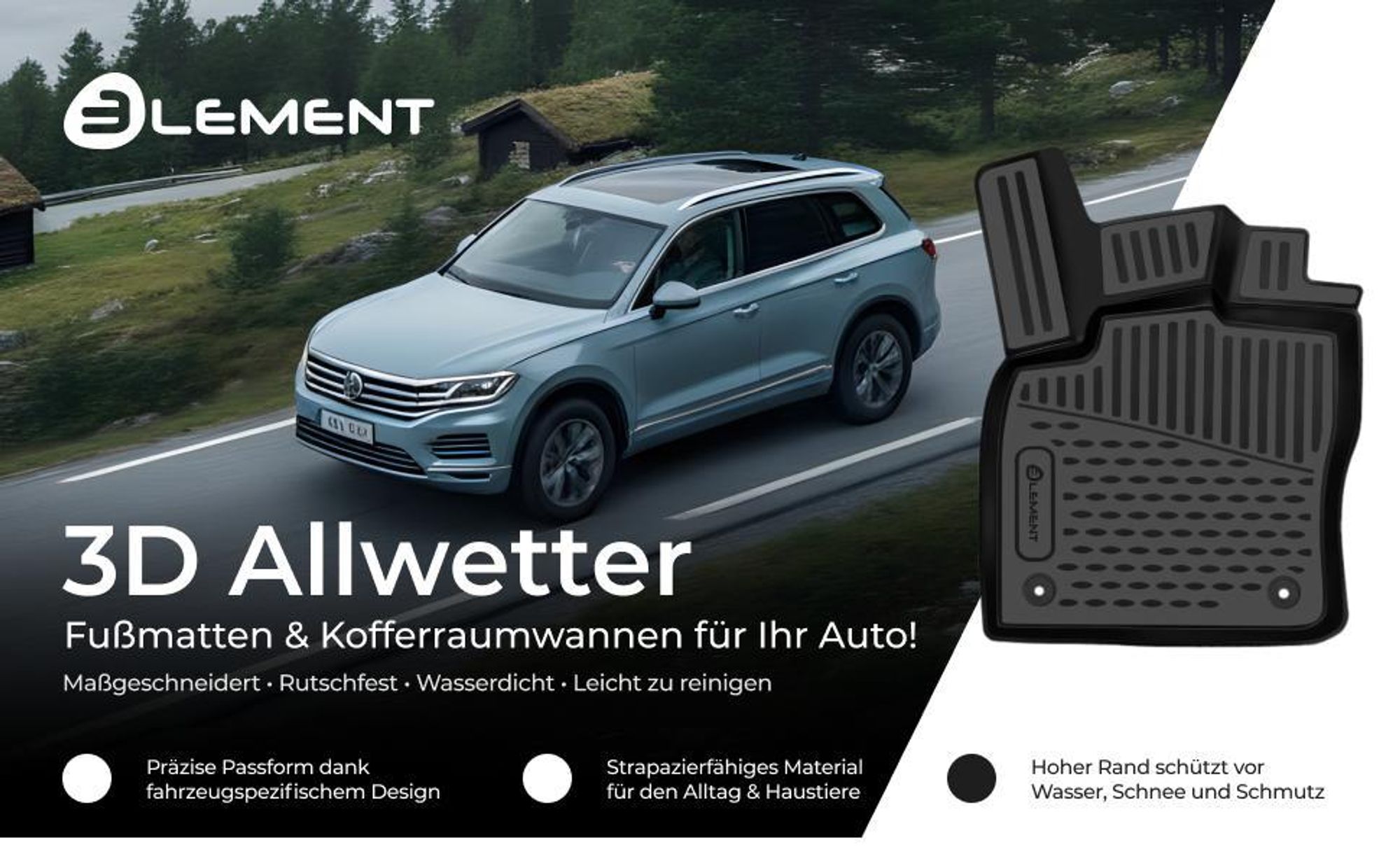 ELEMENT Kofferraummatte passend für Cupra Leon ST I 2020-heute Kombi 5-Türer Polyurethan | 1-teilig