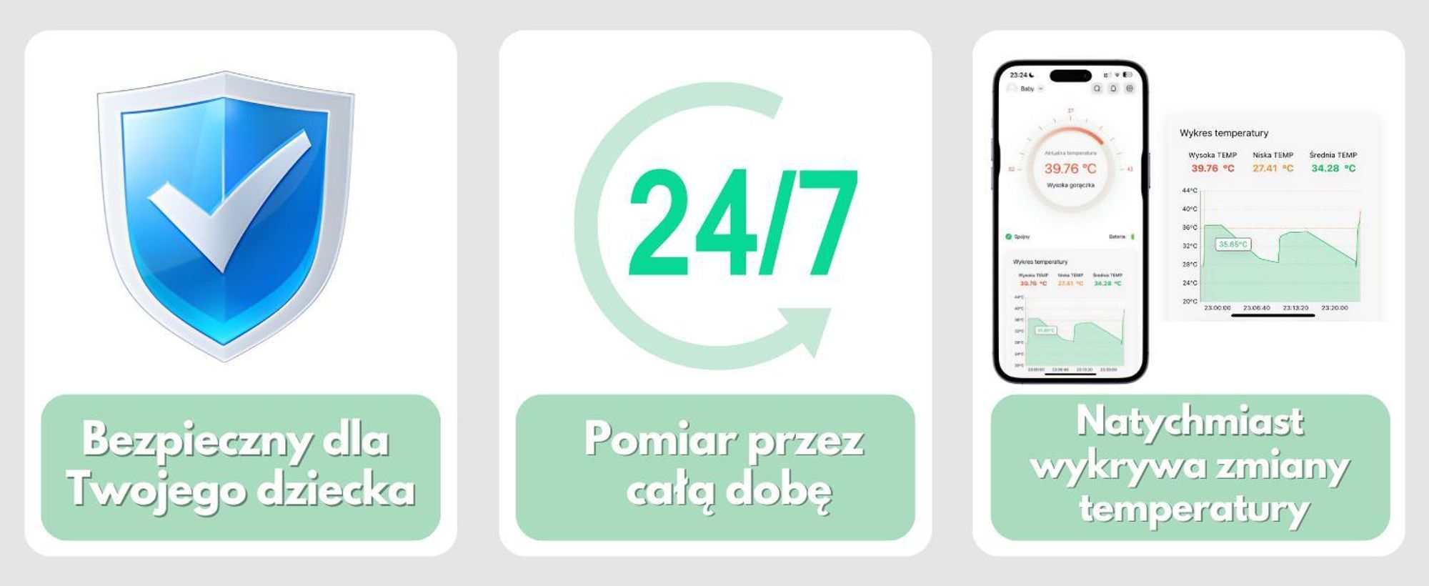 Termometr bezdotykowy dla dzieci medyczny na podczerwień alarm gorączki aplikacja SAVE