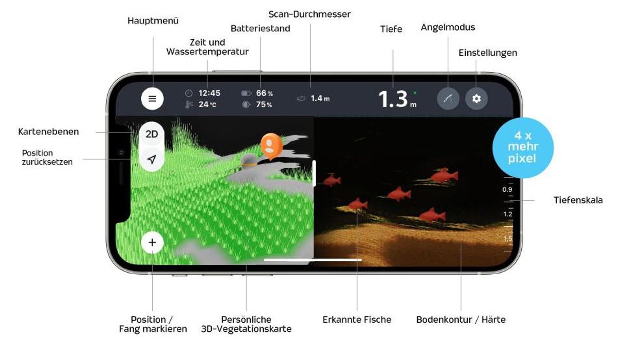 Deeper CHIRP+ 4 KI-Fischfinder mit GPS – Sonar für Boot, Eis & Ufer