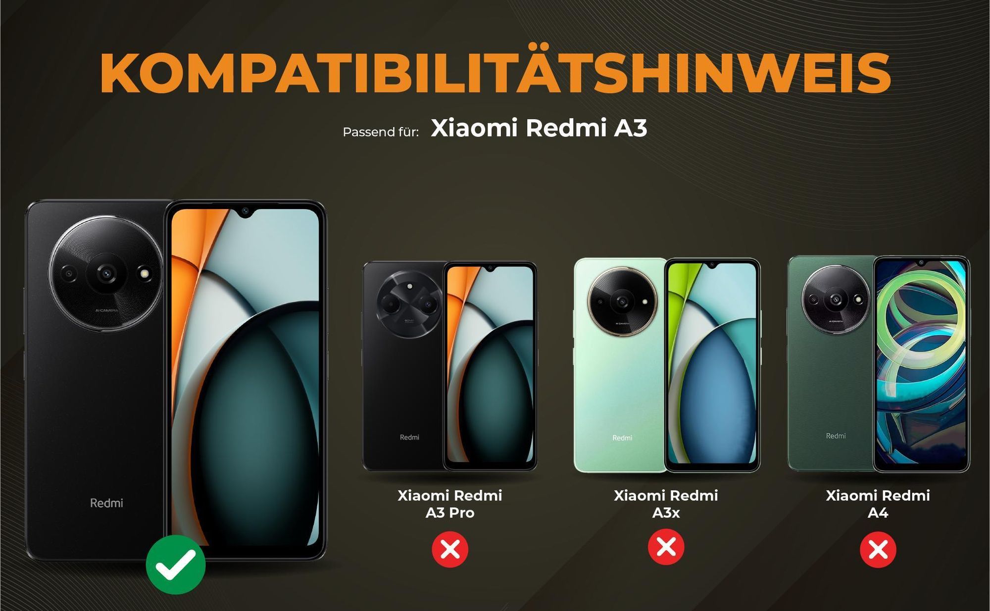 Kompatibilitätshinweise Hülle für Xiaomi Redmi A3