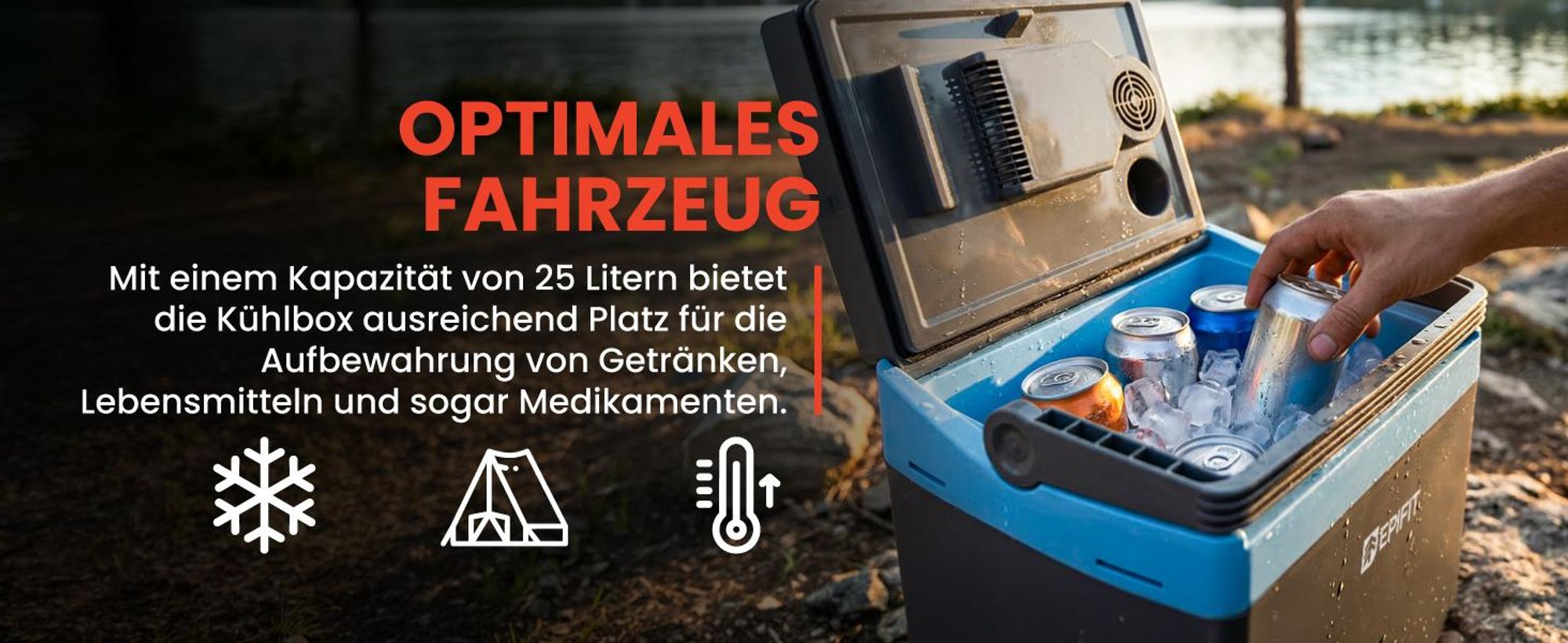 Mobiler Kühlschrank 25L mit Kühl- und Warmhaltefunktion bis 65°