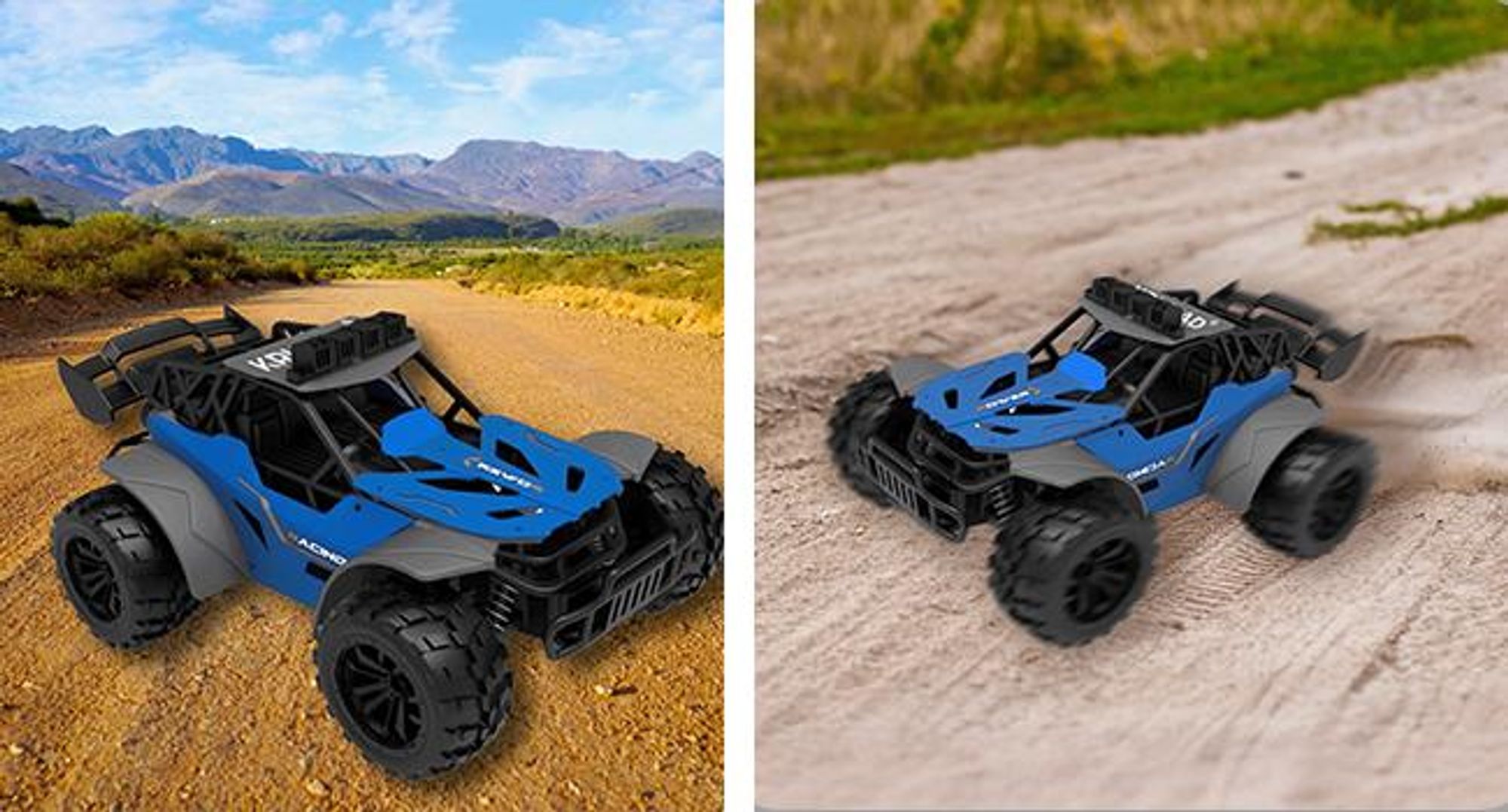 KRUMAD Ferngesteuertes Auto ab 3 Jahre – RC Auto für Kinder – 3,7V mit 2 Akkus & LED-Licht – Robustes Offroad Spielzeugauto mit Fernsteuerung, USB-Lad