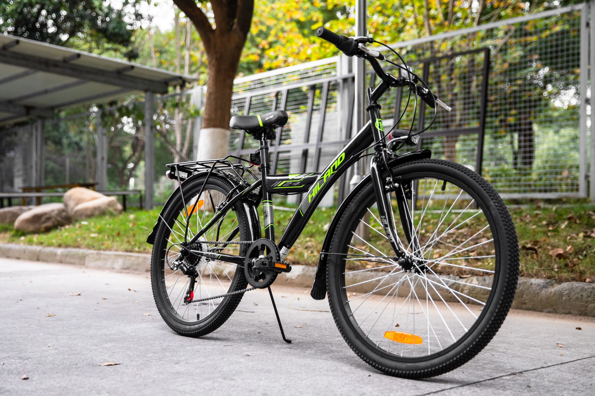 HILAND Rocket 20 Zoll Kinderfahrrad Mountainbike Kinder MTB für Jungen mit Shimano 6 Gang Schaltung Licht Gepäckträger, Schwarz