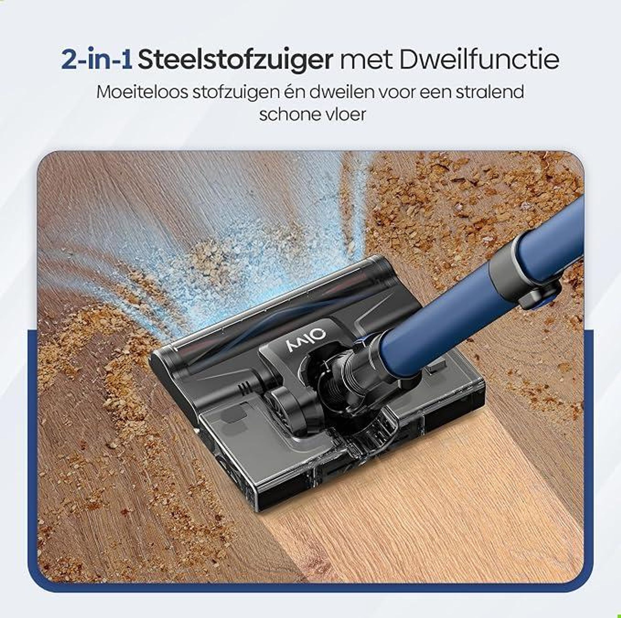 Olvy accuboormachine met dweilfunctie – Draadloze stofzuiger zonder zak met HEPA-filter, LED-display en accessoires – Ideaal voor harde vloeren en tapijten