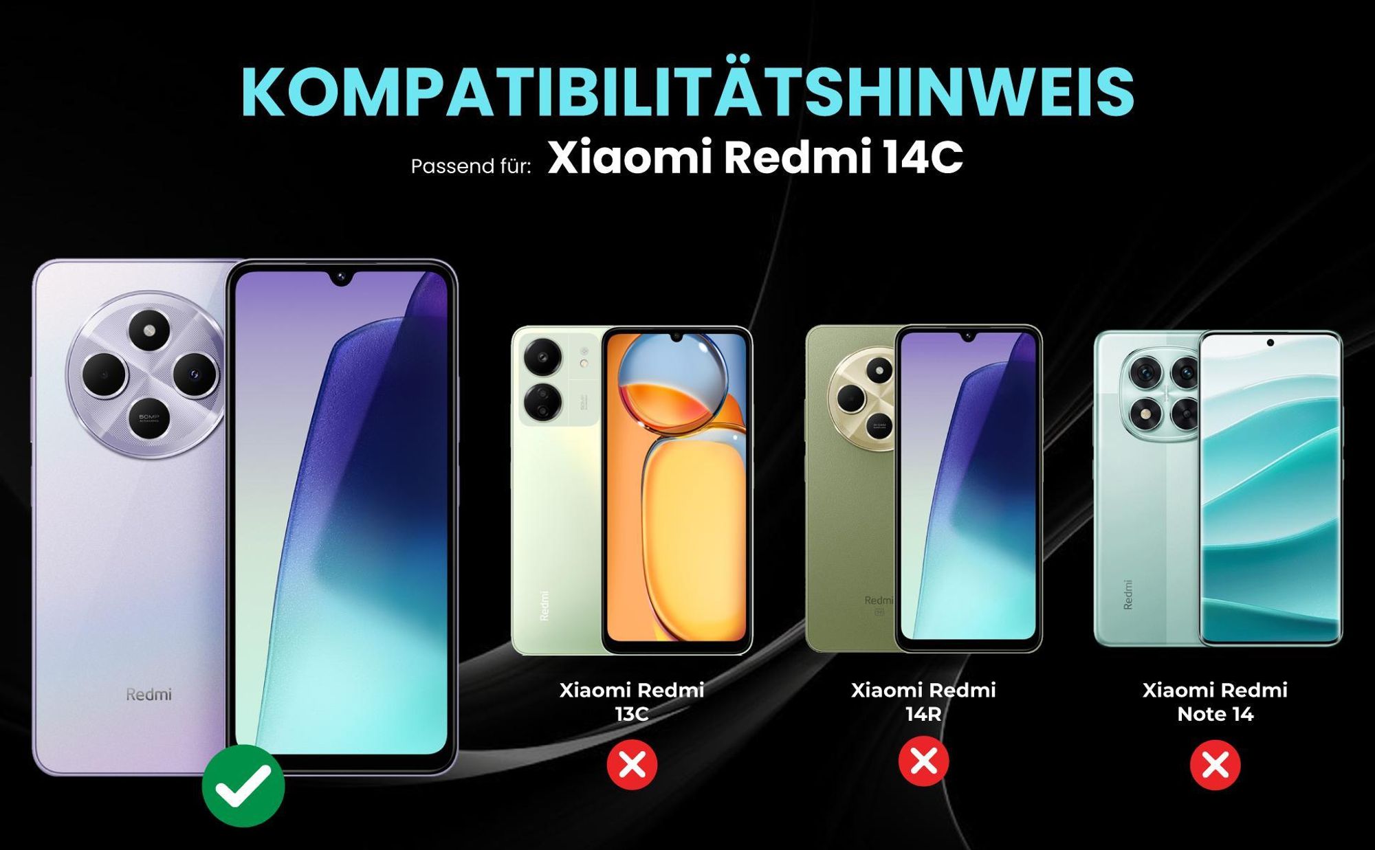 Kompatibilitätshinweise Hülle für Xiaomi Redmi 14C