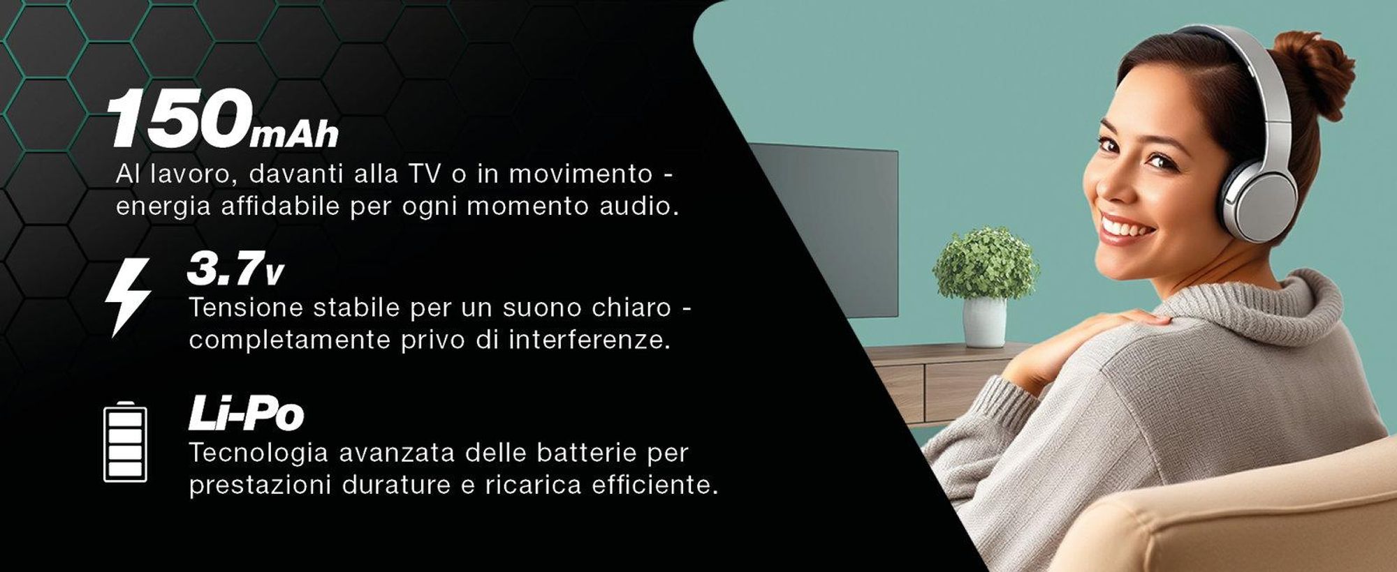 CELLONIC 1x Batteria per Headset / Auricolare / Cuffie Compatibile con Sennheiser RI 840 (Set 840 TV), RR 4200 (RS 4200 II), RR 4200, BA 300 – (150mAh, 3.7V)