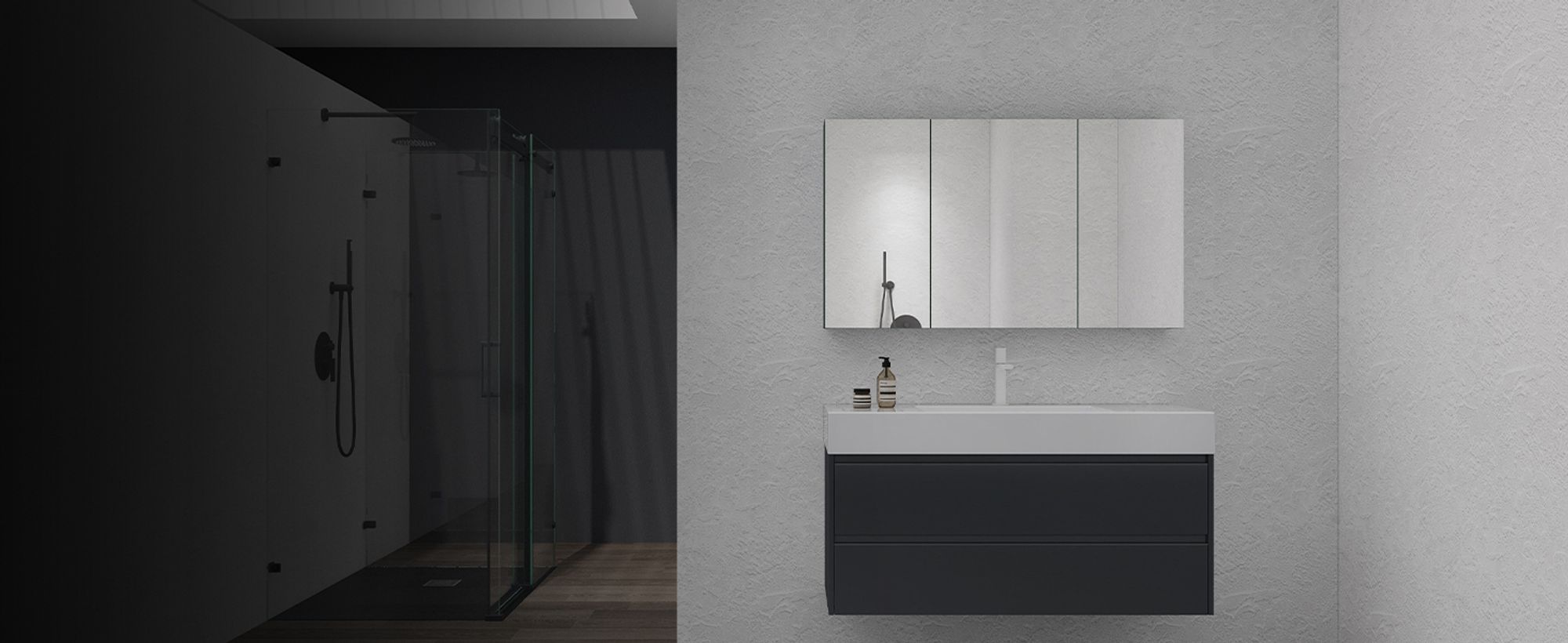 doporro Spiegelschrank Wandspiegel mit Spiegeltüren Wandschrank 80x15x70cm Hängeschrank für Badezimmer Anthrazit matt Spiegelschrank02