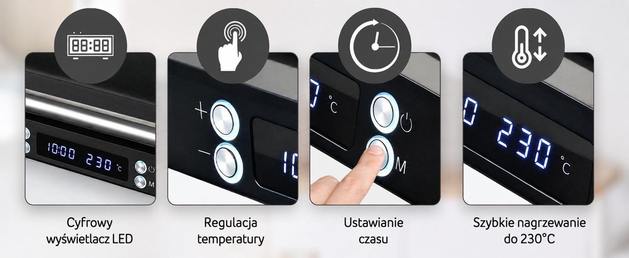 Grill kontaktowy Olvy XXL 2000W - opiekacz do 4 kanapek, opiekacz do panini z 7 programami, grill stołowy z wyświetlaczem, bez PFAS, regulacja do 230°
