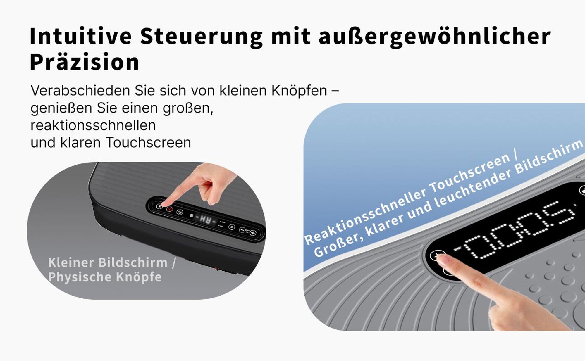 Vibrationsplatte, leise und Kompakte Vibrationsplatte mit LED-Display, mit Fernbedienung, für Ganzkörpertraining zu Hause, bis 158 kg